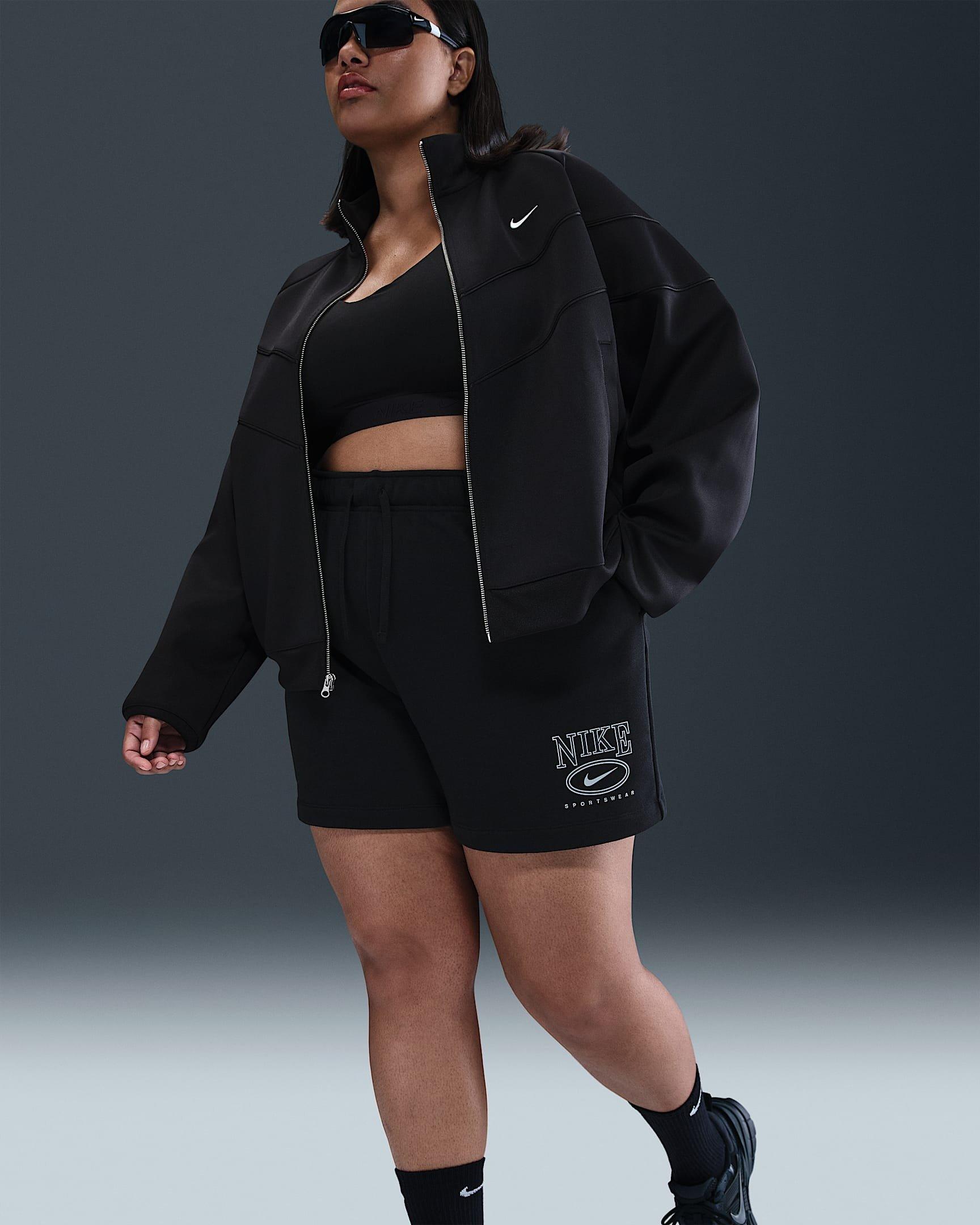 Nike Women's Sportswear Club Fleece 4" Mid-Rise Graphic Shorts - BLACK Thumbnail View 3