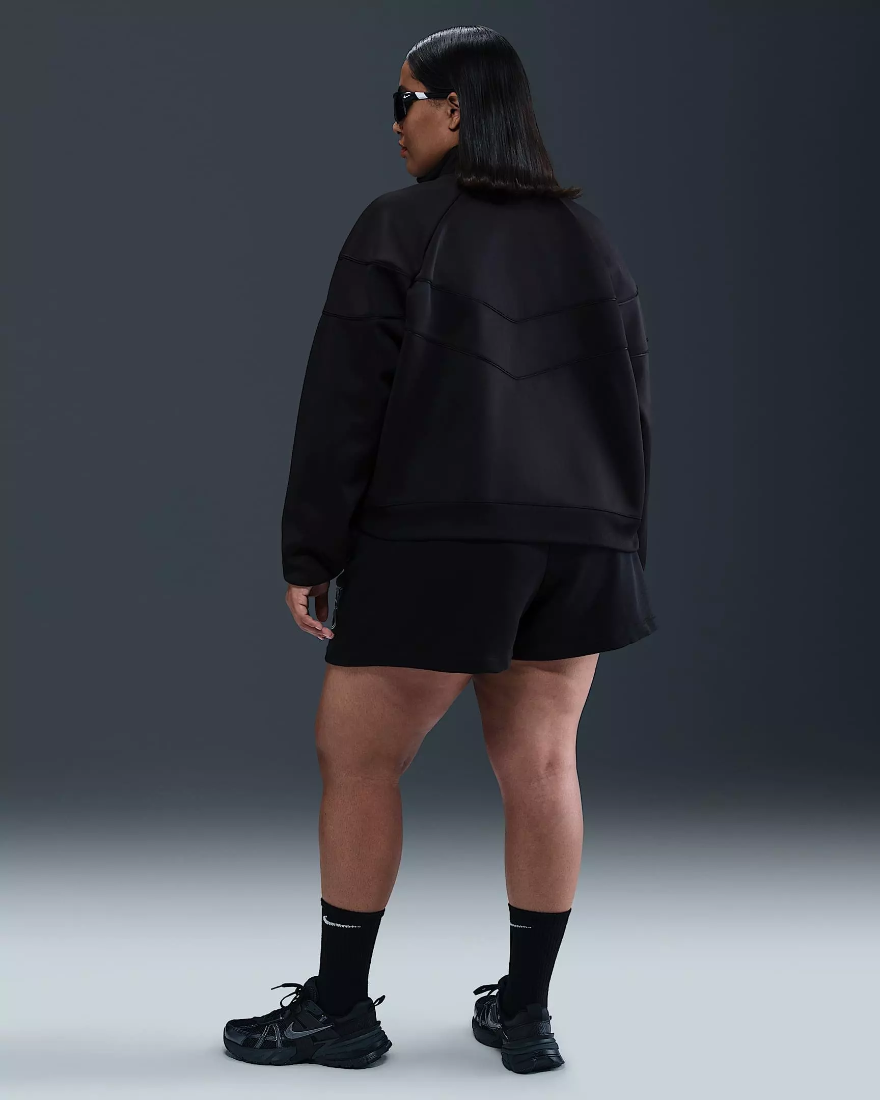 Nike Women's Sportswear Club Fleece 4" Mid-Rise Graphic Shorts - BLACK