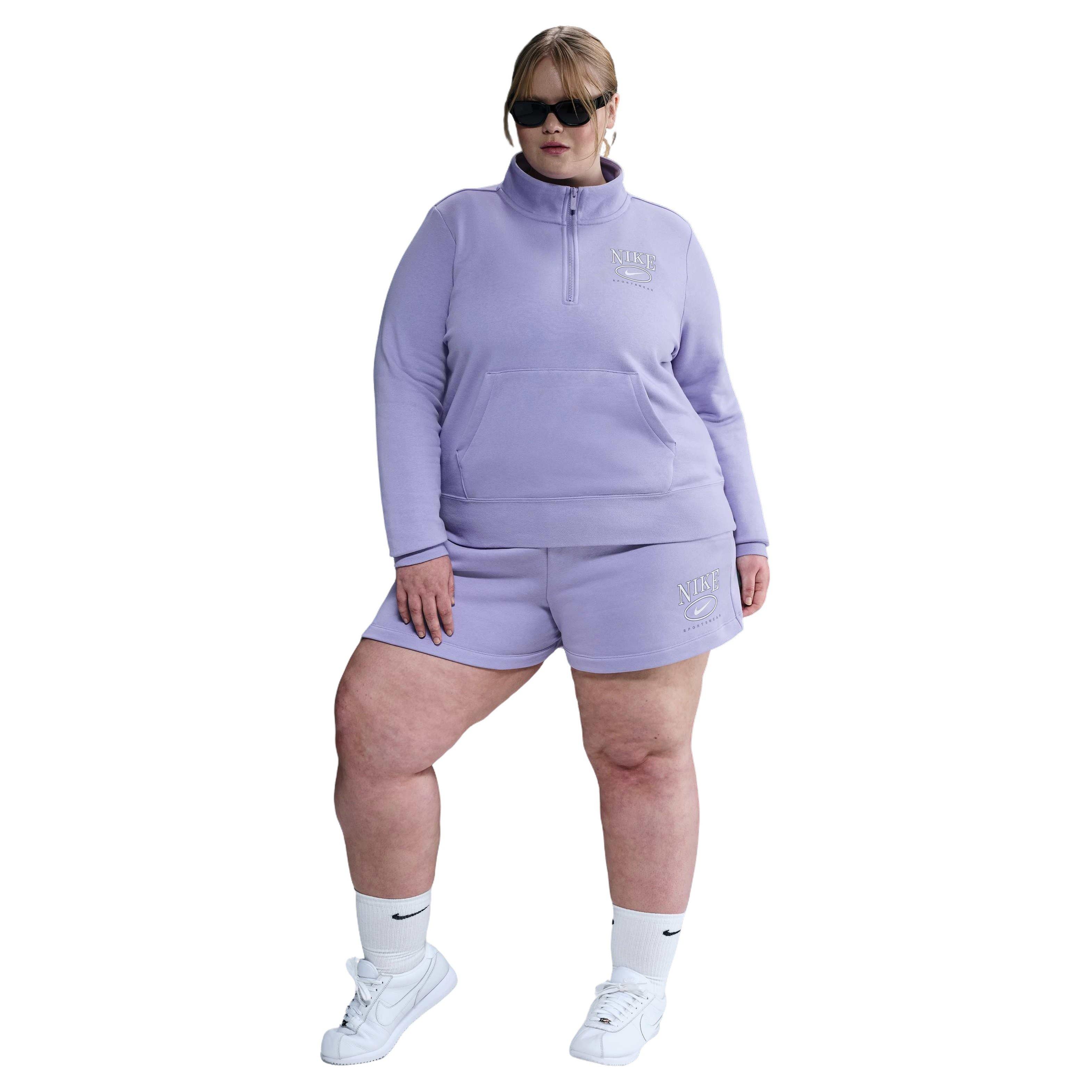 Nike Women's Sportswear Club Fleece 4" Mid-Rise Graphic Shorts - PURPLE Thumbnail View 1