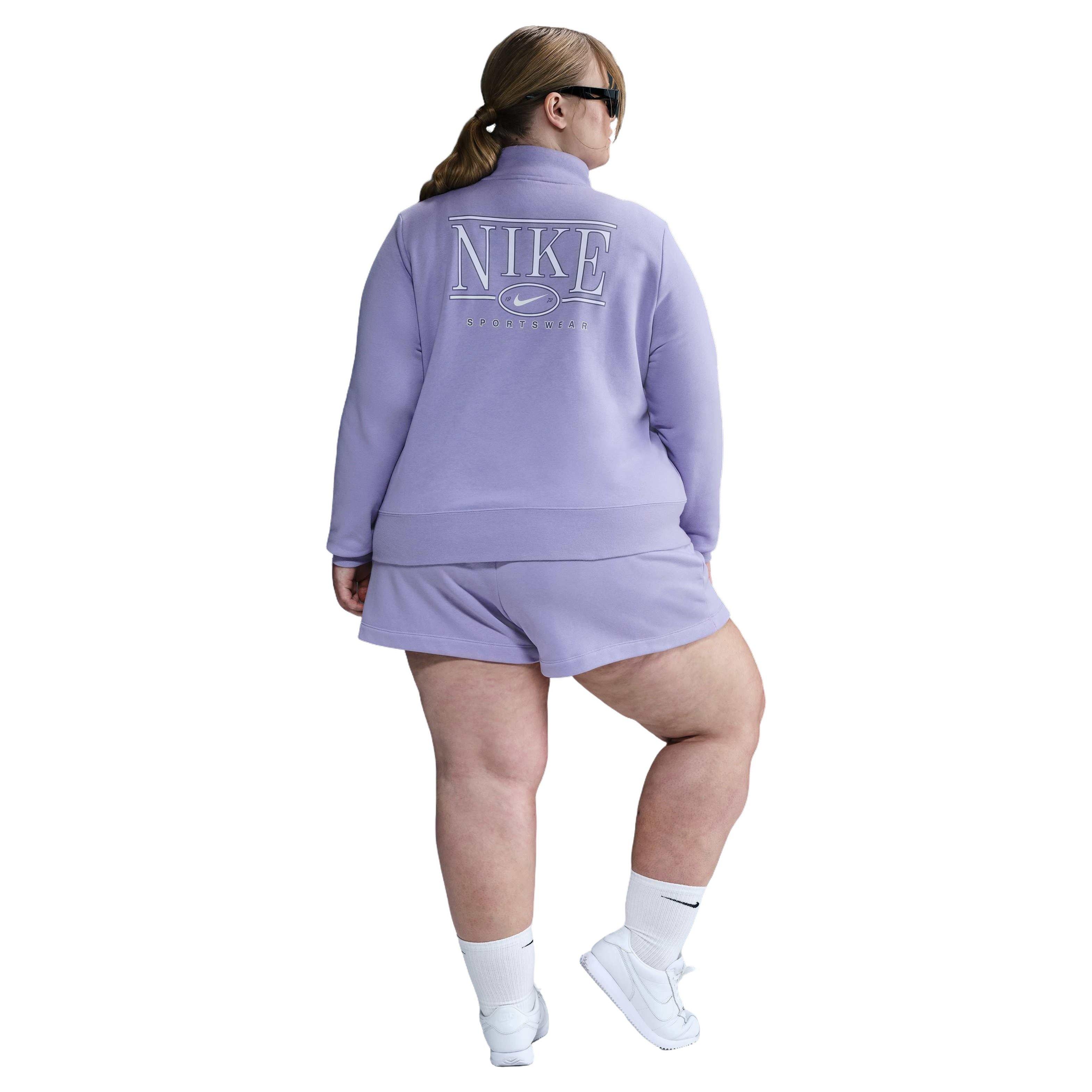 Nike Women's Sportswear Club Fleece 4" Mid-Rise Graphic Shorts - PURPLE Thumbnail View 2