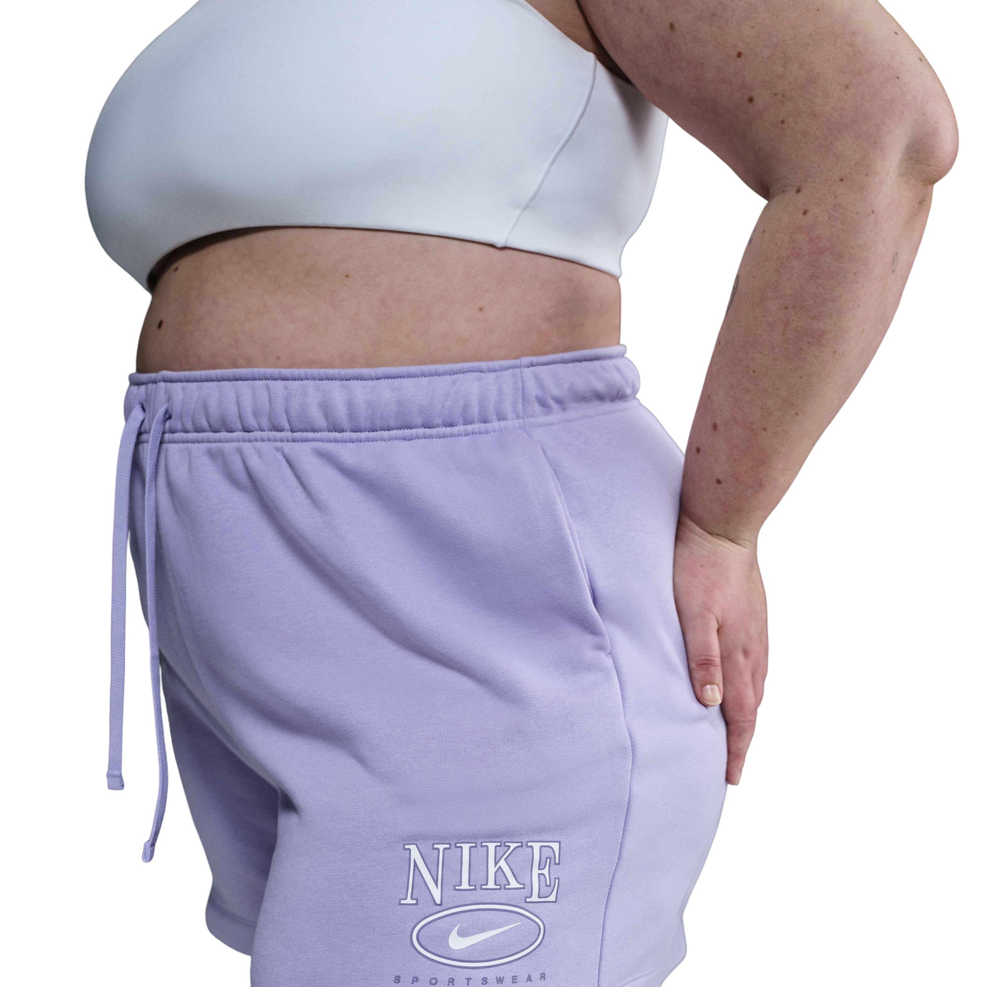 Nike Women's Sportswear Club Fleece 4" Mid-Rise Graphic Shorts - PURPLE Thumbnail View 3