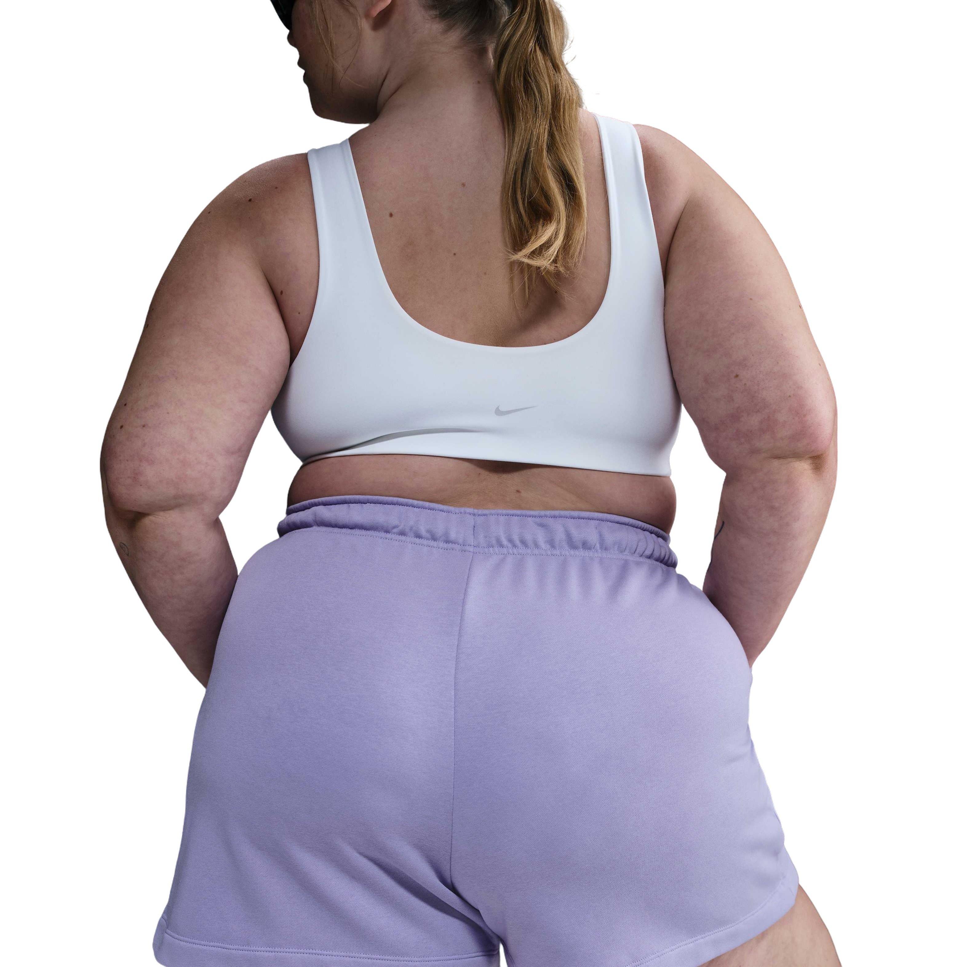 Nike Women's Sportswear Club Fleece 4" Mid-Rise Graphic Shorts - PURPLE Thumbnail View 4