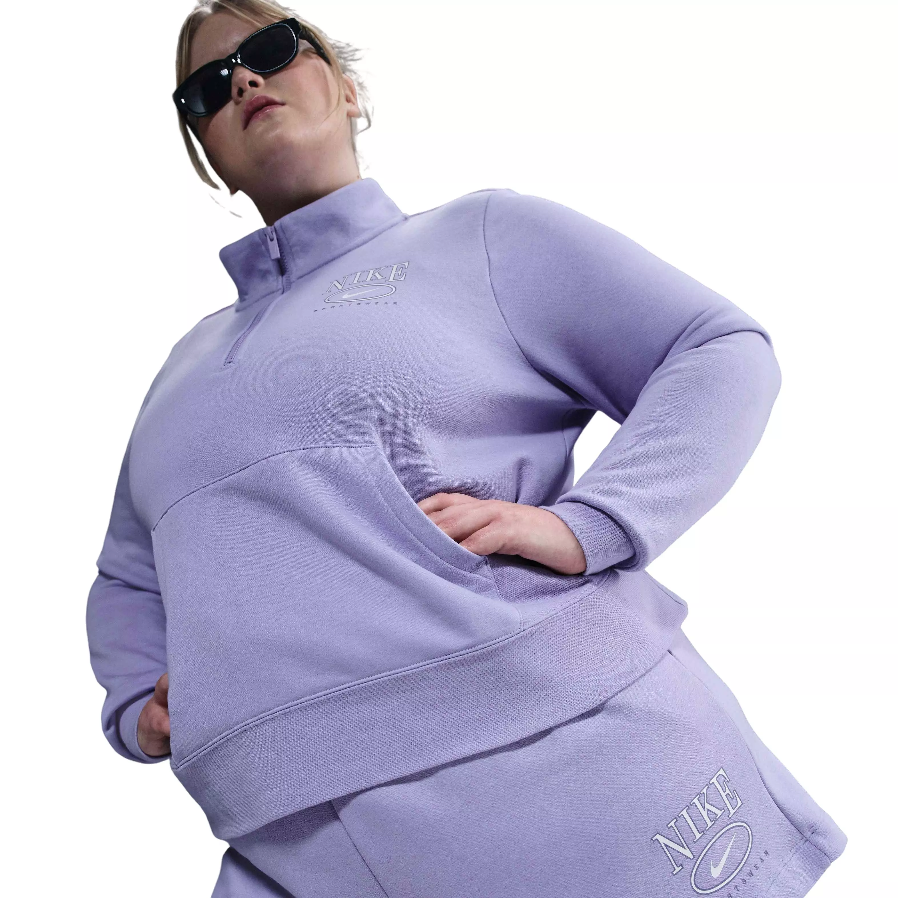 Nike Women's Sportswear Club Fleece 4" Mid-Rise Graphic Shorts - PURPLE