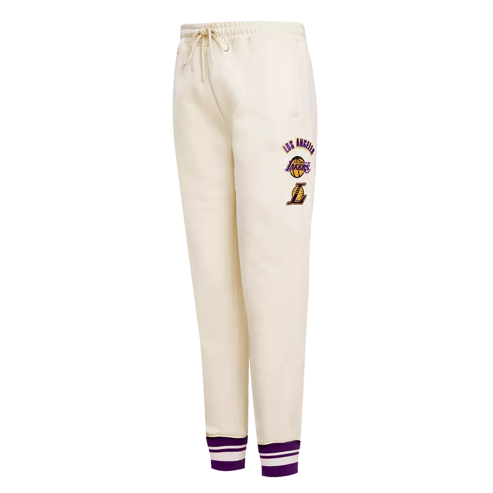 Pro Standard Women's Los Angeles Lakers Retro Classic Fleece Sweatpants - Eggshell - EGGSHELL