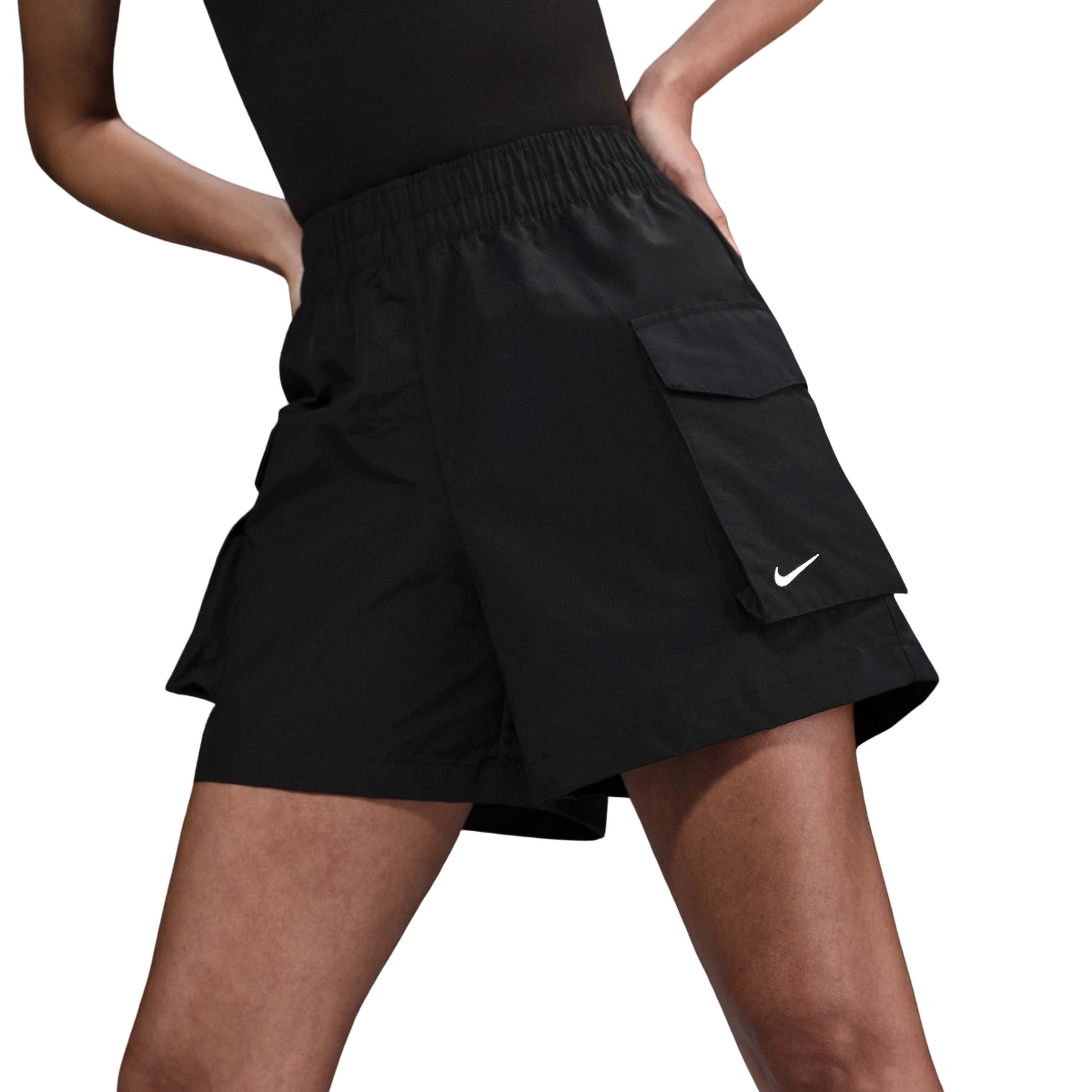 Nike Women's Sportswear Essential Woven High-Waisted 5" Cargo Shorts - BLACK Thumbnail View 1
