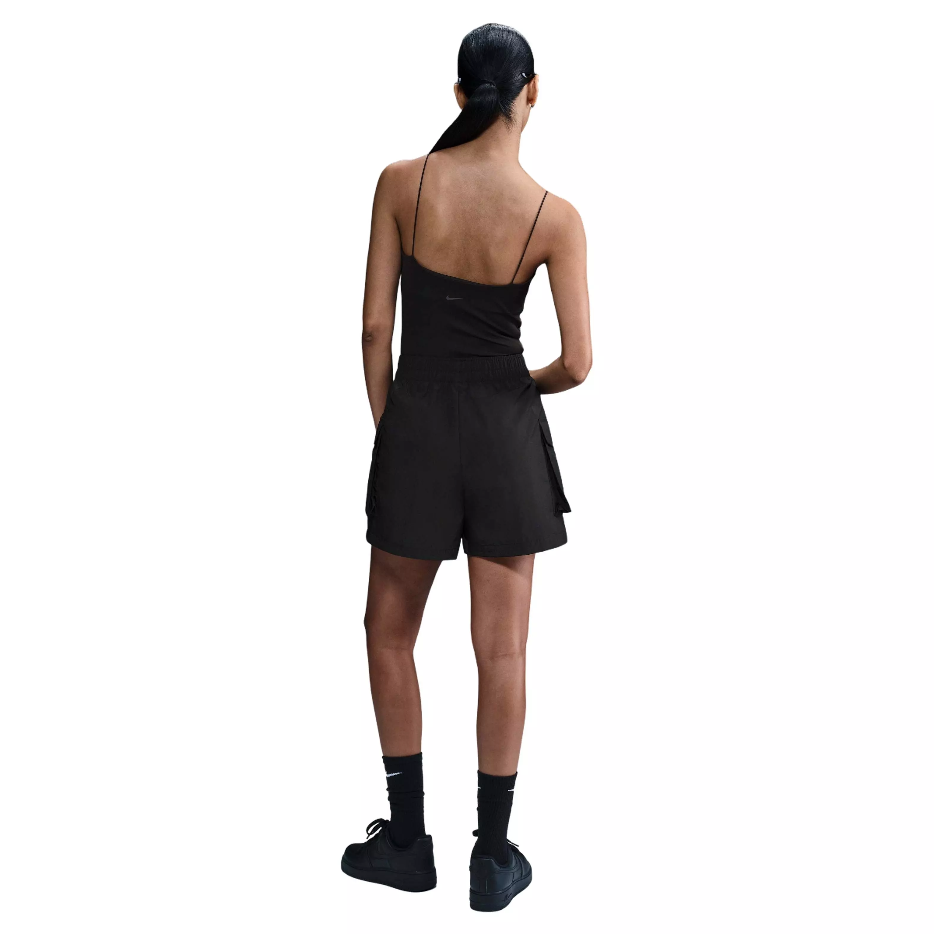 Nike Women's Sportswear Essential Woven High-Waisted 5" Cargo Shorts - BLACK