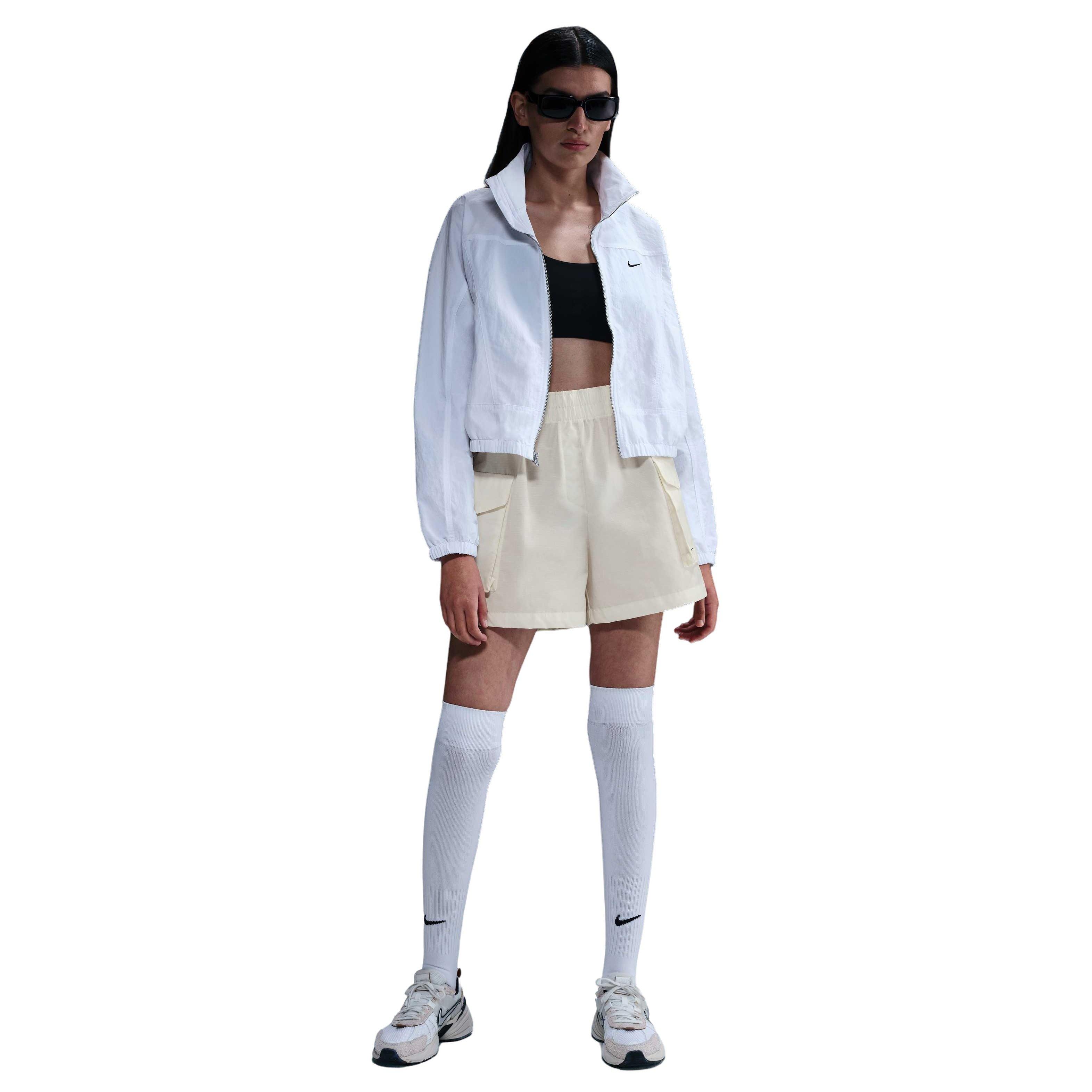 Nike Women's Sportswear Essential Woven High-Waisted 5" Cargo Shorts - WHITE Thumbnail View 1