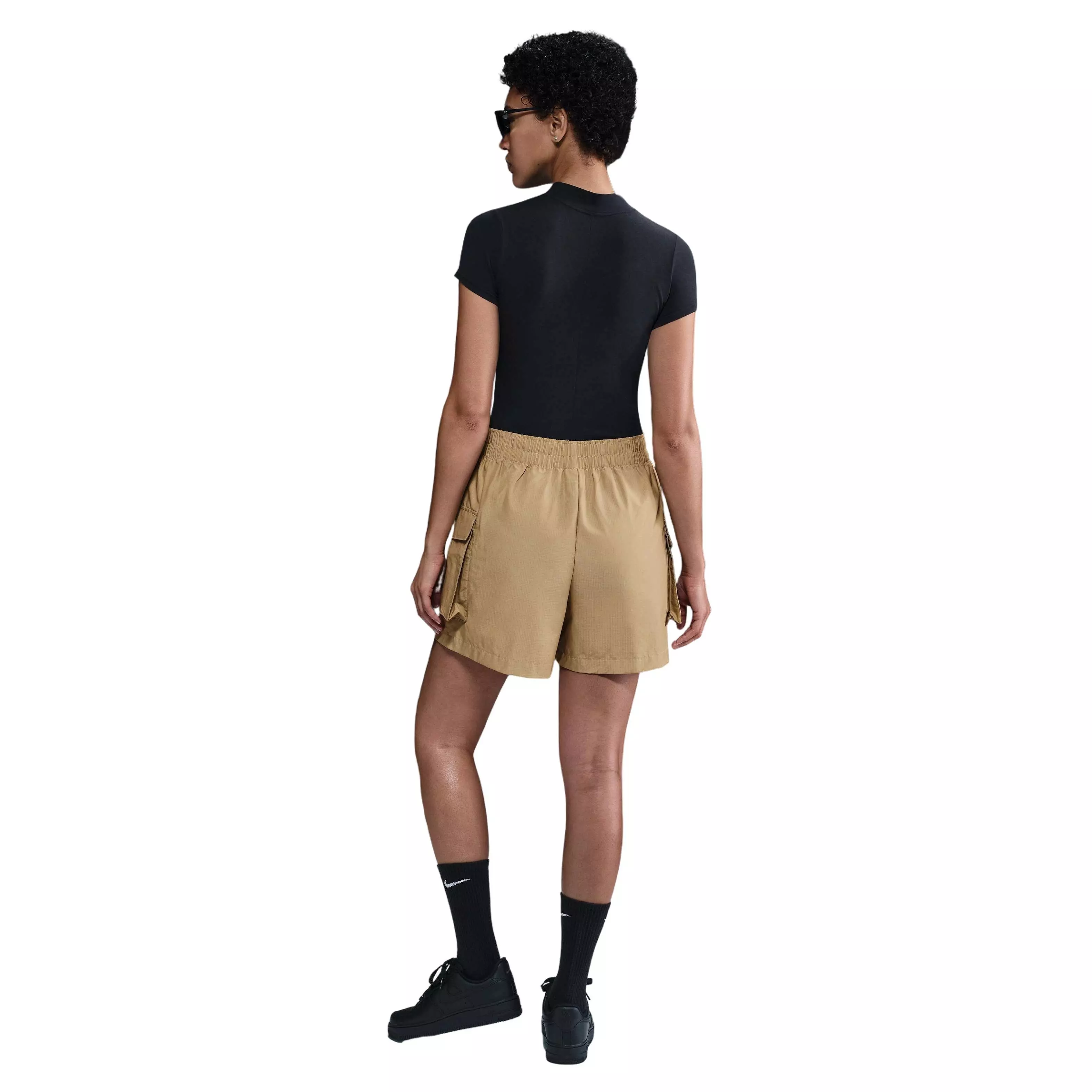 Nike Women's Sportswear Essential Woven High-Waisted 5" Cargo Shorts - BEIGE