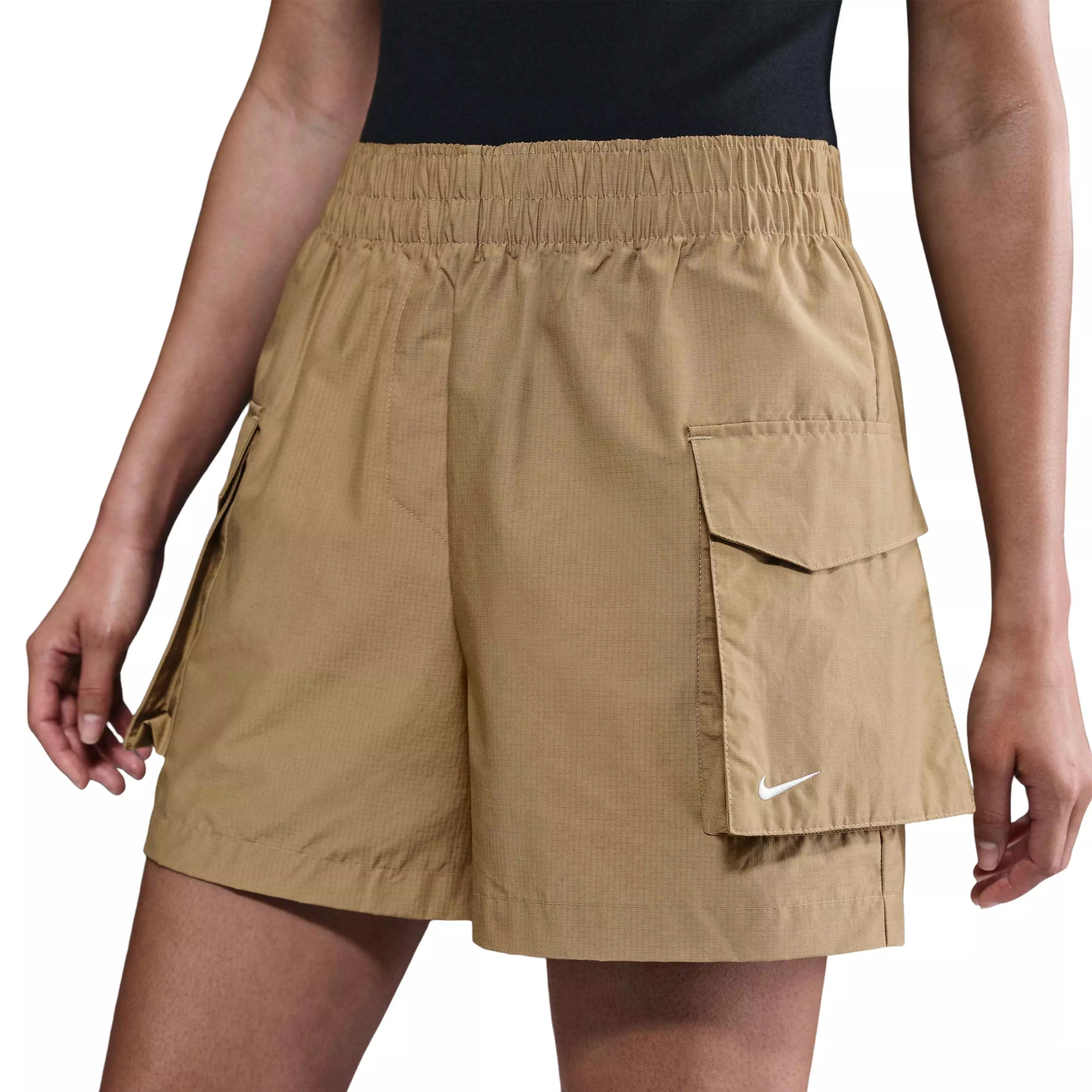 Nike Women's Sportswear Essential Woven High-Waisted 5" Cargo Shorts - BEIGE