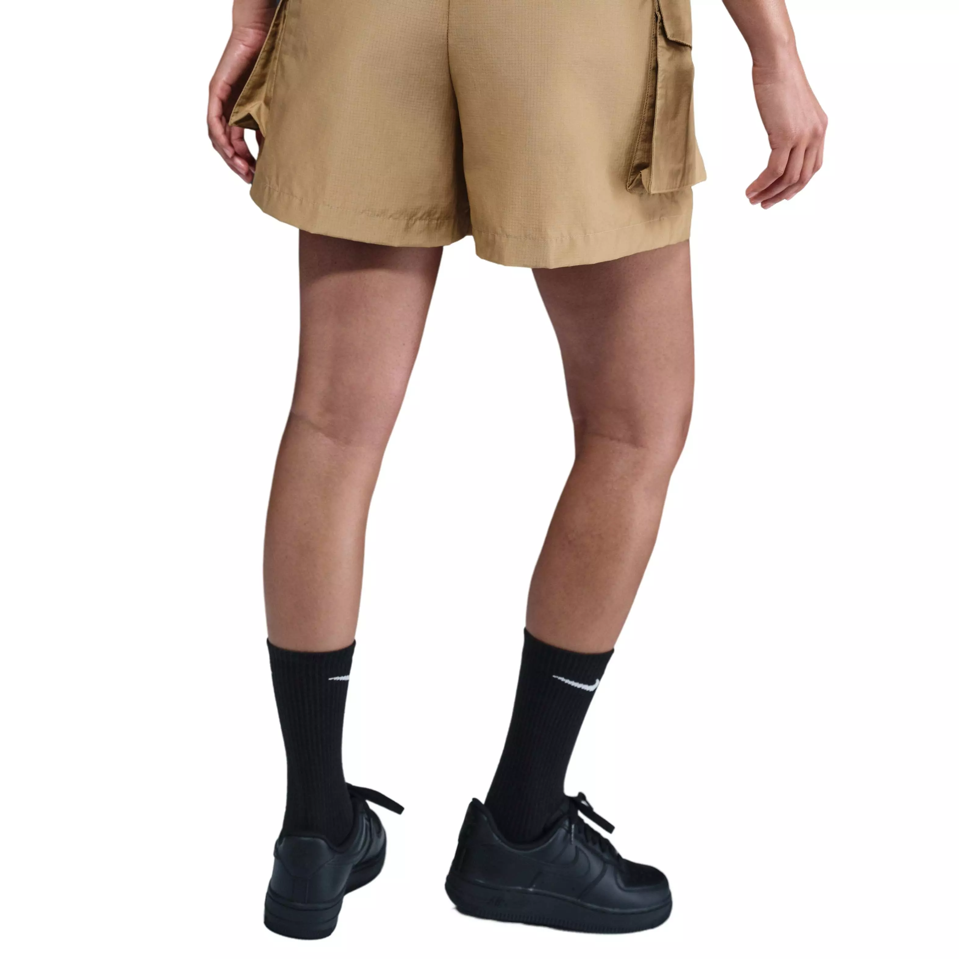 Nike Women's Sportswear Essential Woven High-Waisted 5" Cargo Shorts - BEIGE
