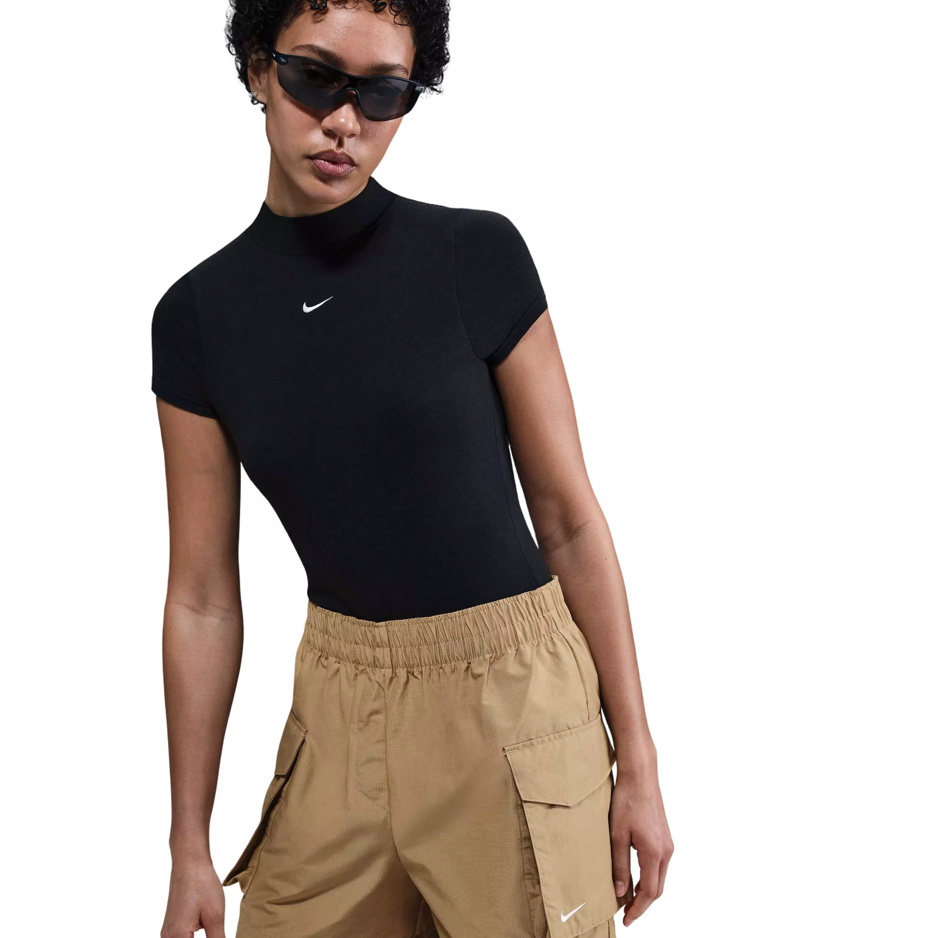 Nike Women's Sportswear Essential Woven High-Waisted 5" Cargo Shorts - BEIGE