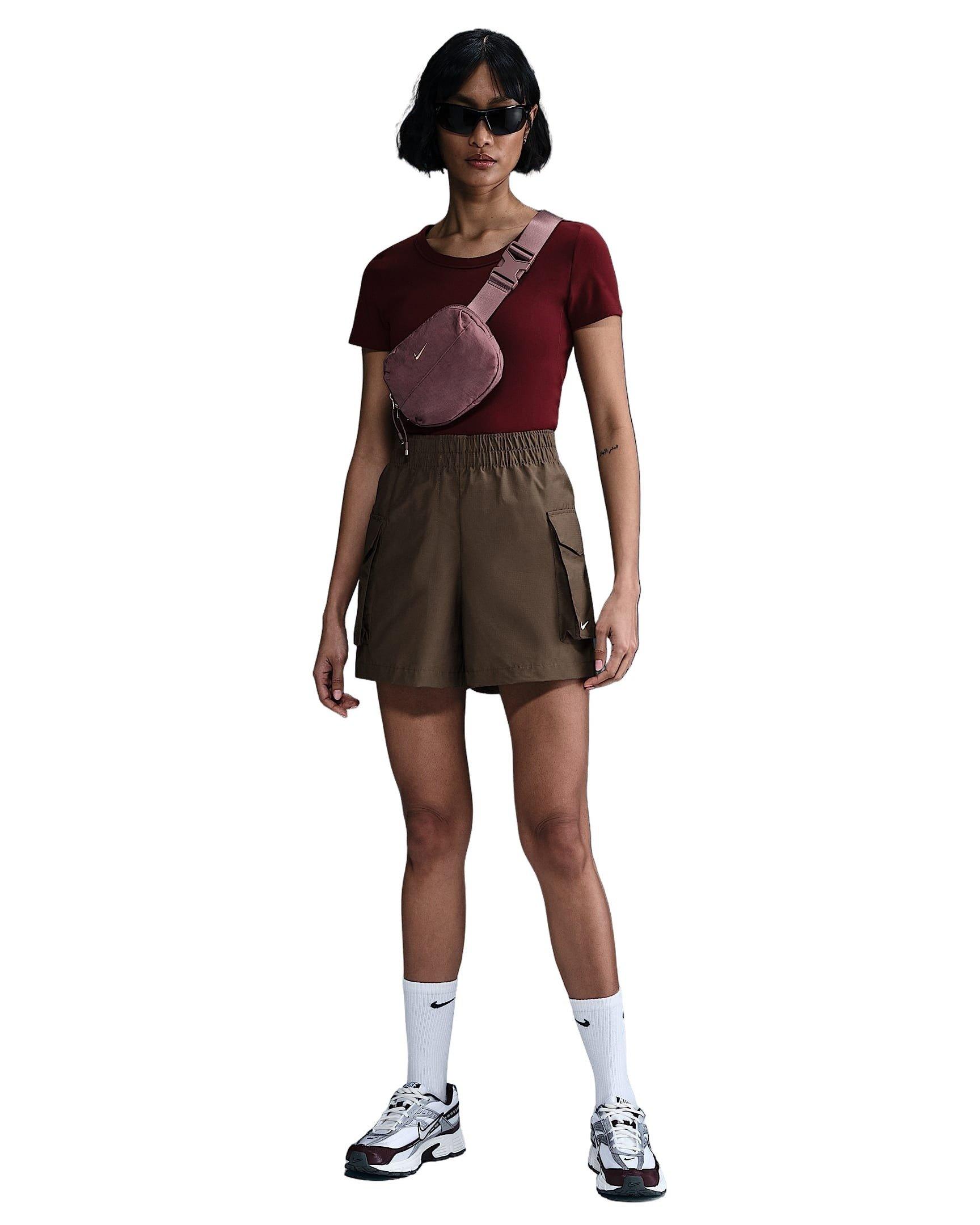 Nike Women's Sportswear Essential Woven High-Waisted 5" Cargo Shorts - BROWN Thumbnail View 1