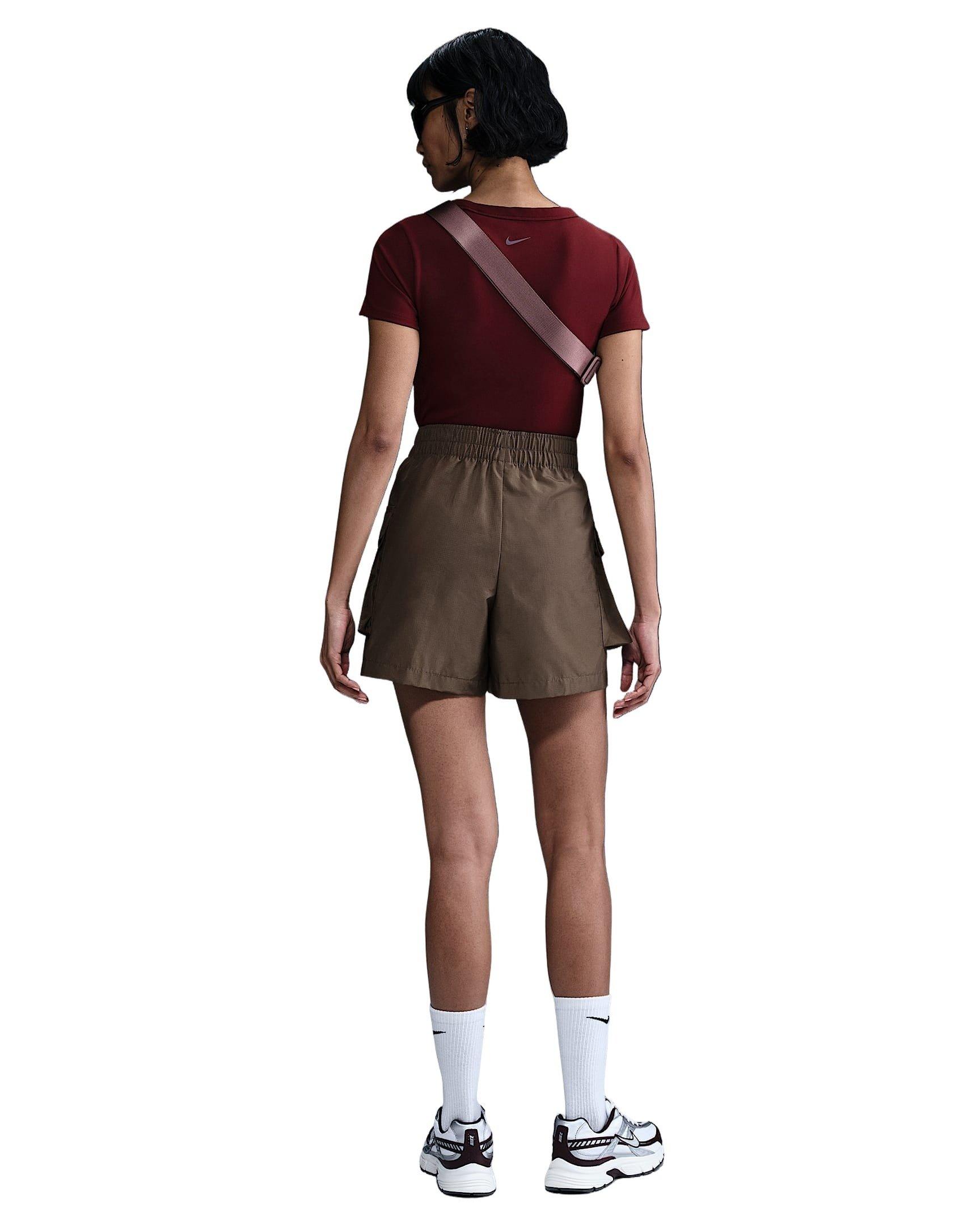 Nike Women's Sportswear Essential Woven High-Waisted 5" Cargo Shorts - BROWN Thumbnail View 2