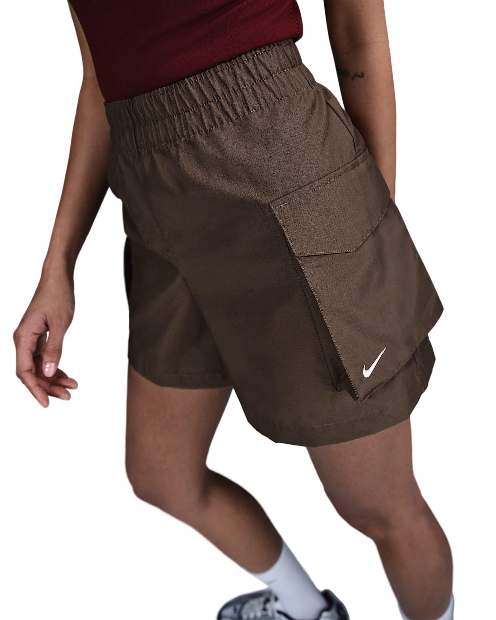 Nike Women's Sportswear Essential Woven High-Waisted 5" Cargo Shorts - BROWN Thumbnail View 3