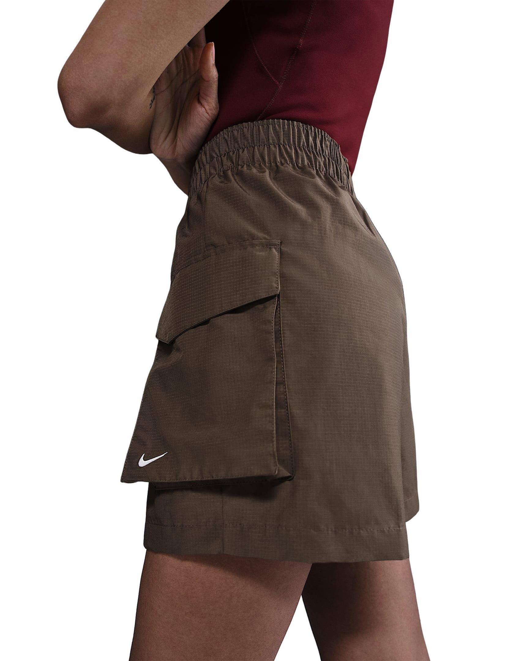 Nike Women's Sportswear Essential Woven High-Waisted 5" Cargo Shorts - BROWN Thumbnail View 5