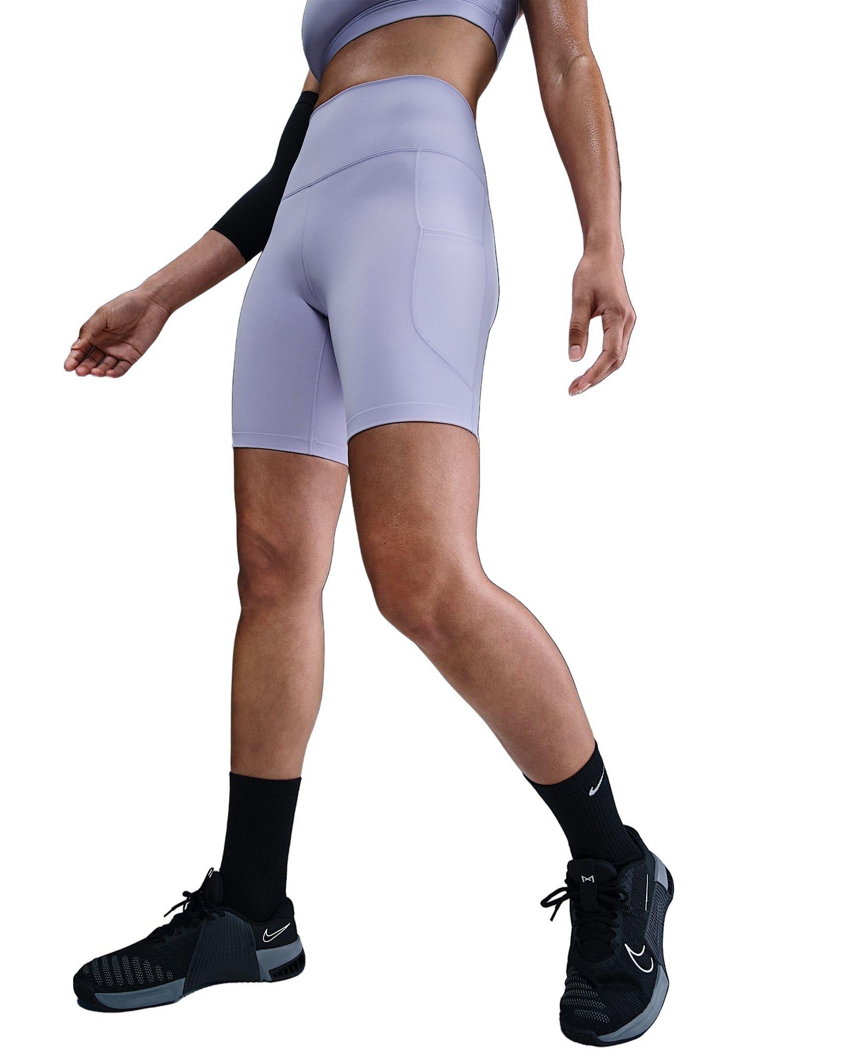 Nike Women's One Dri-FIT High-Waisted 8" Biker Shorts with Pockets -Purple - PURPLE Thumbnail View 1