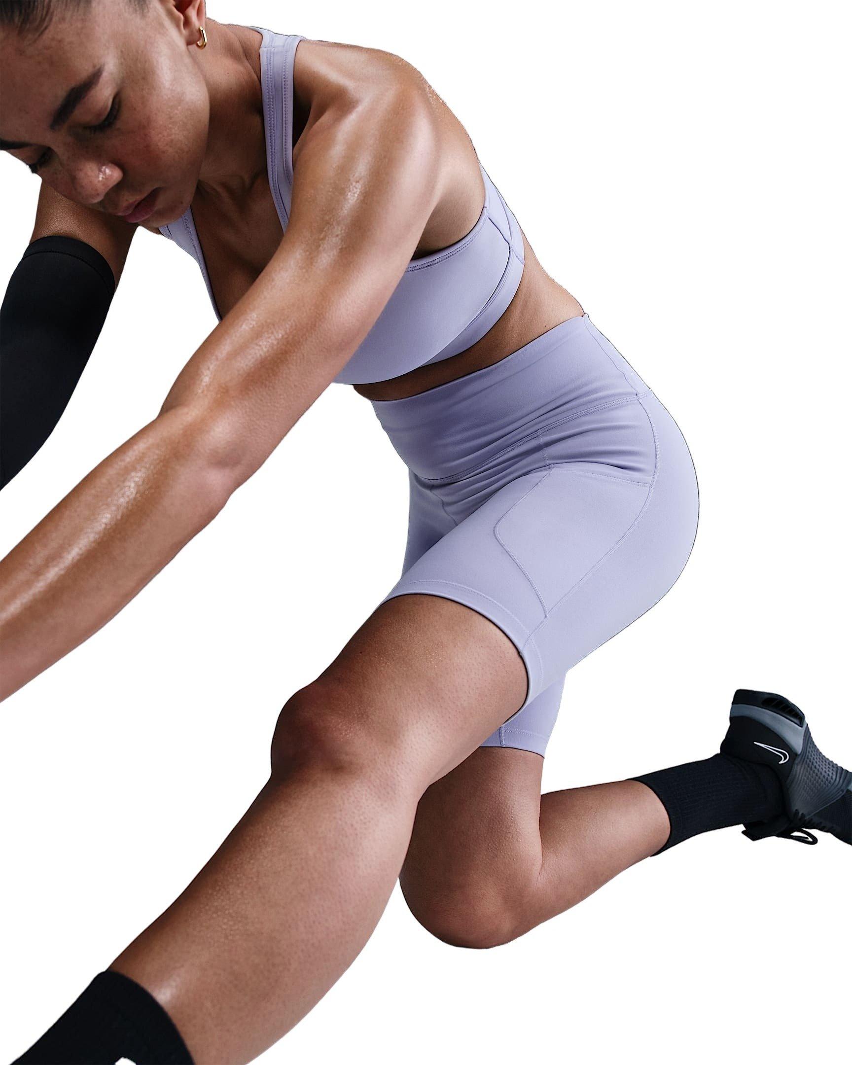 Nike Women's One Dri-FIT High-Waisted 8" Biker Shorts with Pockets -Purple - PURPLE Thumbnail View 3