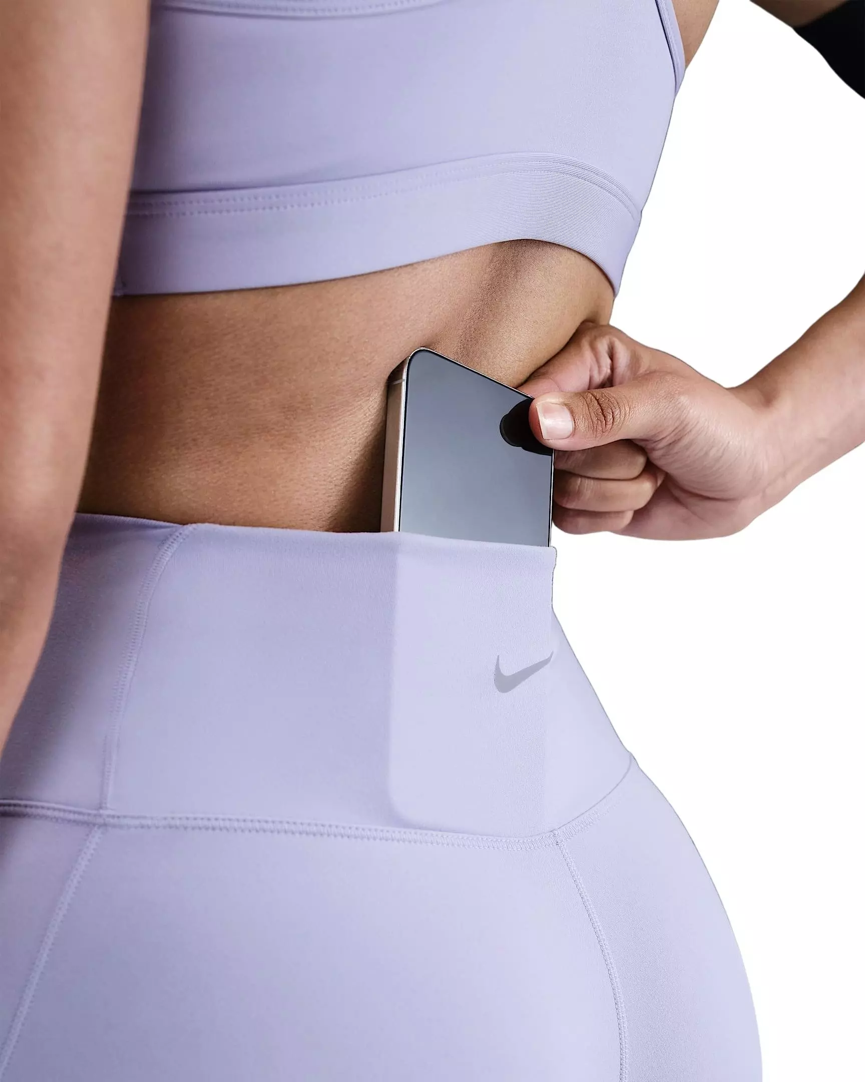 Nike Women's One Dri-FIT High-Waisted 8" Biker Shorts with Pockets -Purple - PURPLE