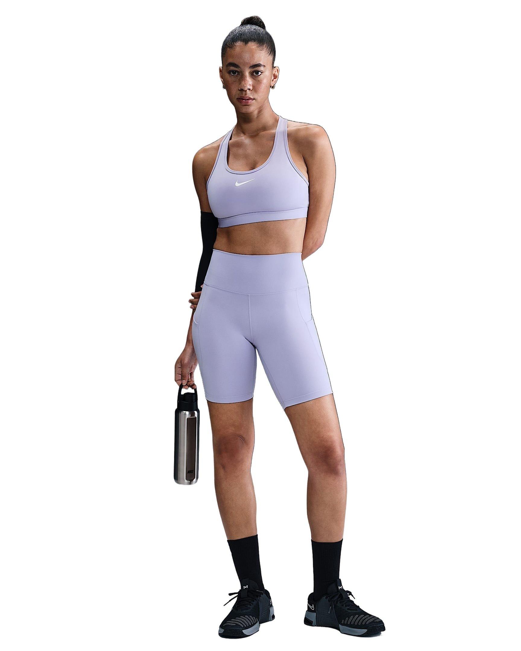 Nike Women's One Dri-FIT High-Waisted 8" Biker Shorts with Pockets -Purple - PURPLE Thumbnail View 5