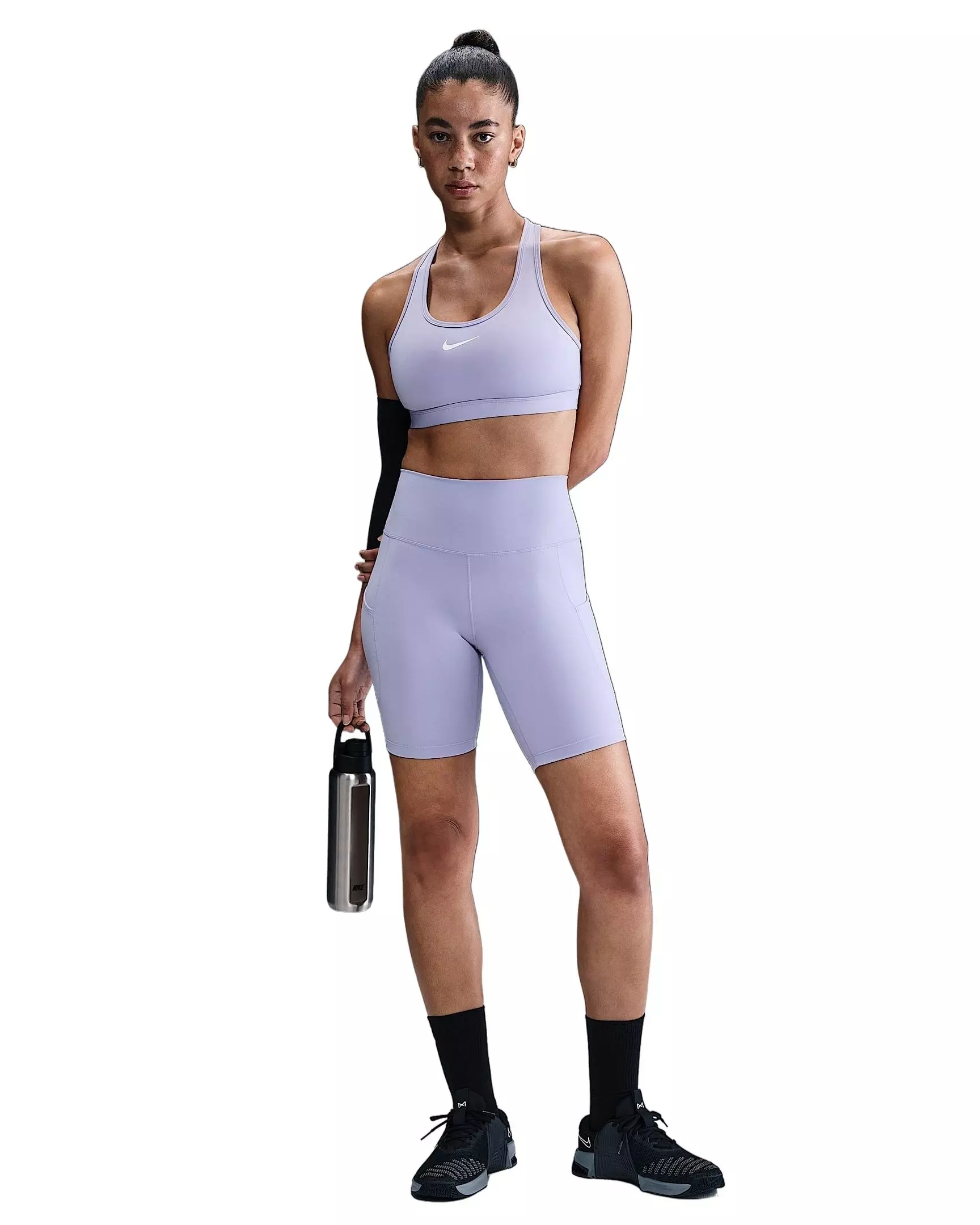 Nike Women's One Dri-FIT High-Waisted 8" Biker Shorts with Pockets -Purple - PURPLE