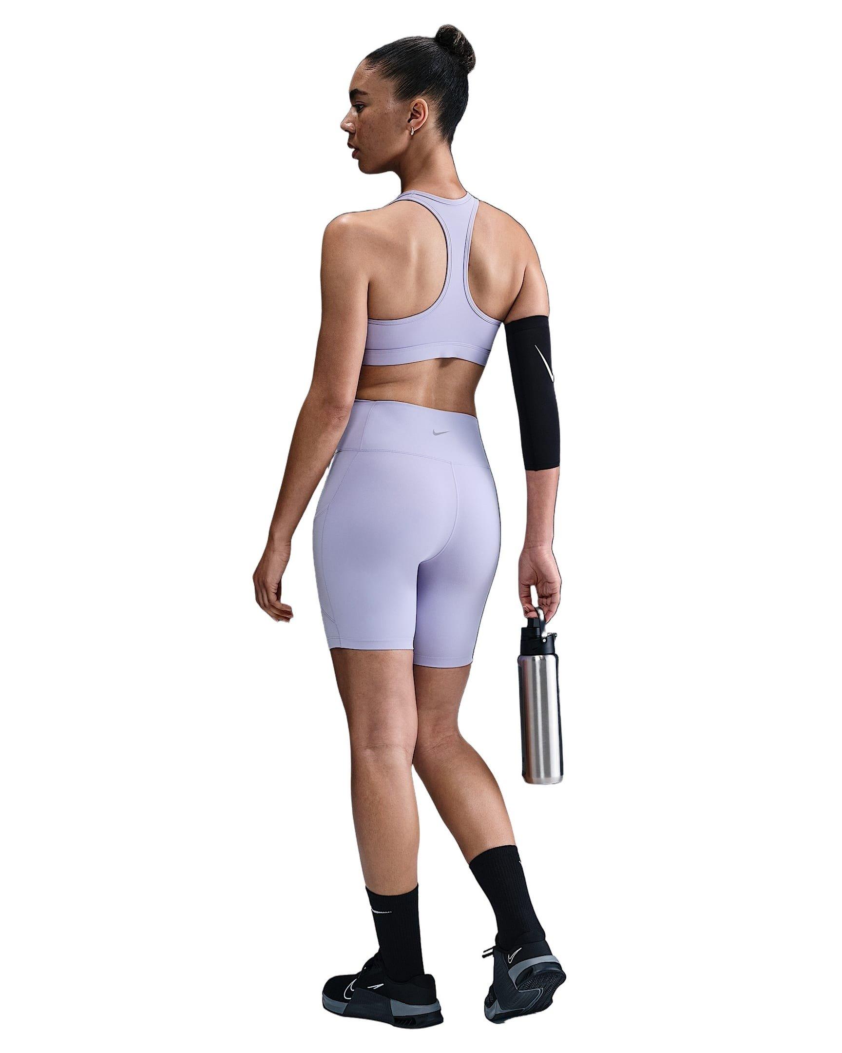 Nike Women's One Dri-FIT High-Waisted 8" Biker Shorts with Pockets -Purple - PURPLE Thumbnail View 6