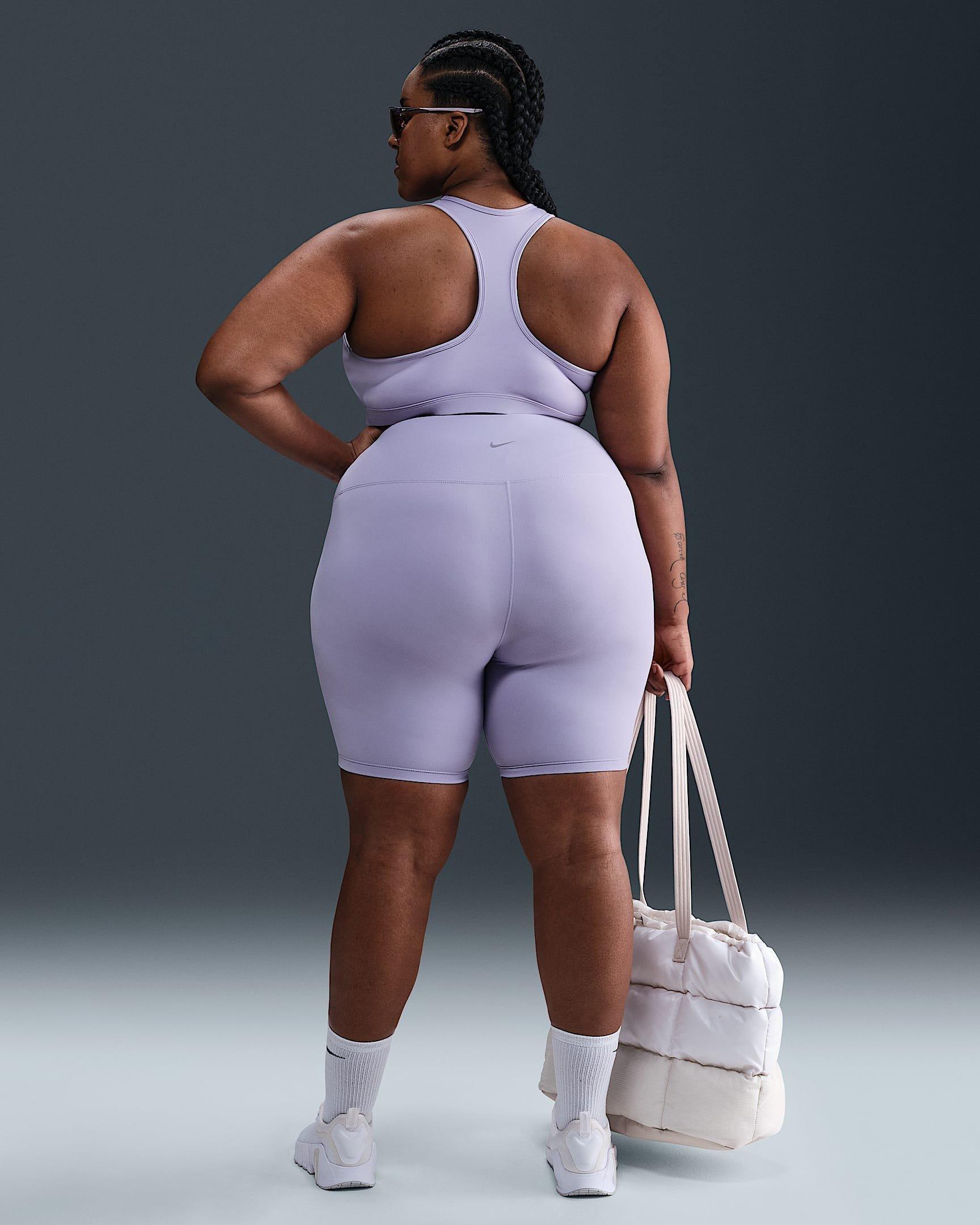 Nike Women's One High-Waisted Dri-FIT 8" Biker Shorts with Pockets - Purple - PURPLE Thumbnail View 4