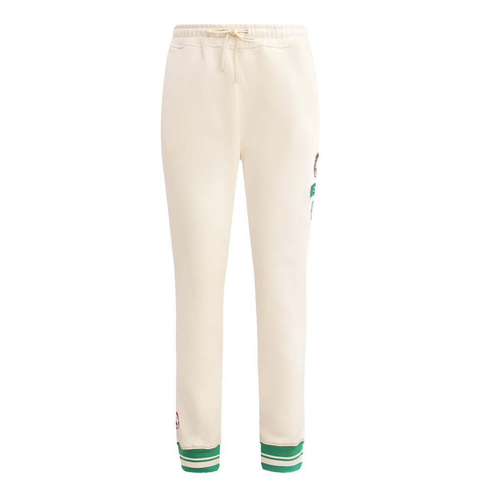 Pro Standard Women's Boston Celtics Retro Classic Fleece Sweatpants - Eggshell/Green - EGGSHELL/GREEN Thumbnail View 1