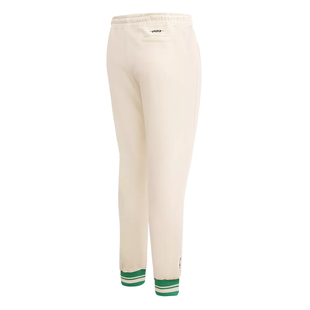 Pro Standard Women's Boston Celtics Retro Classic Fleece Sweatpants - Eggshell/Green - EGGSHELL/GREEN