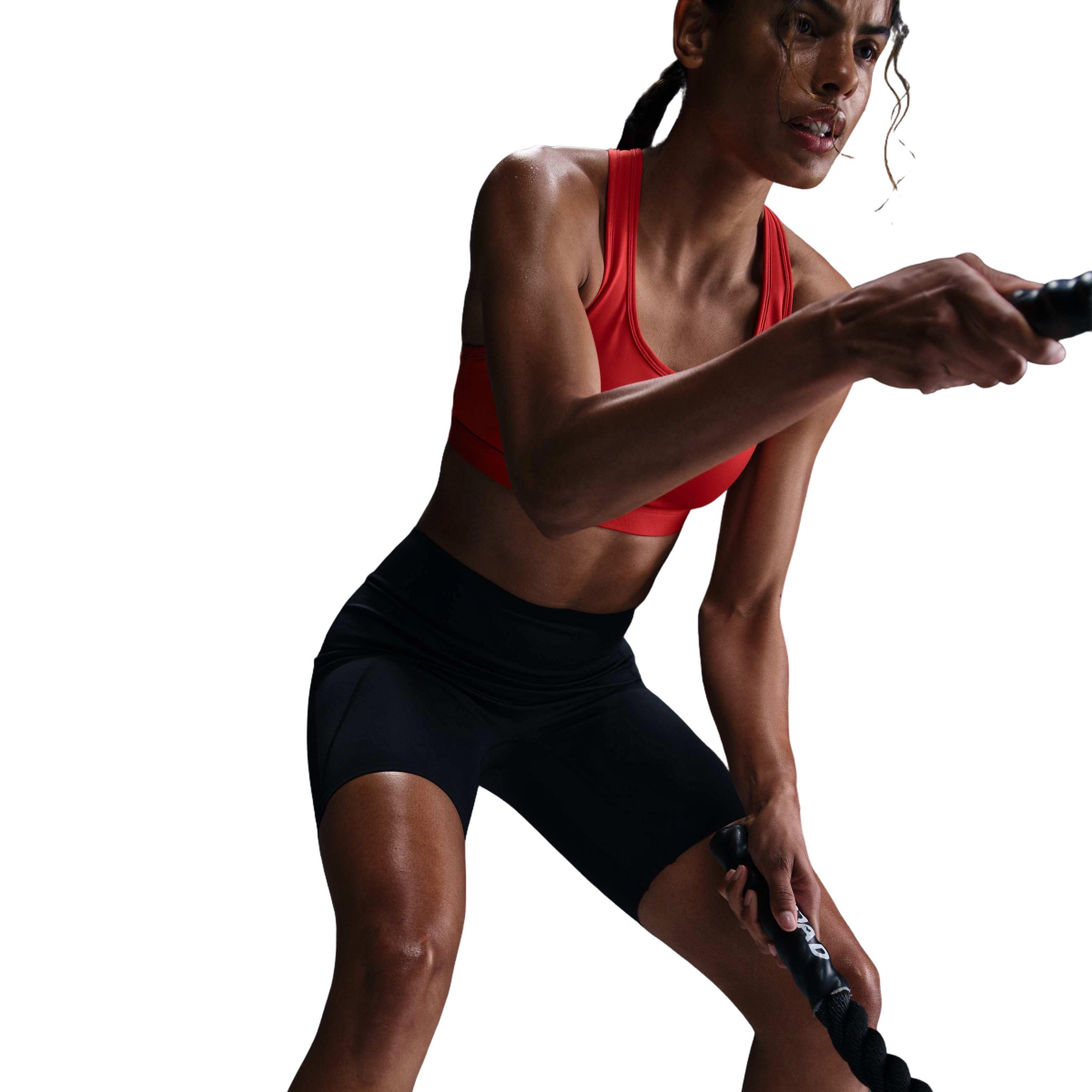 Nike Women's Universa High-Waisted Med-Support Biker Shorts w/Pockets - BLACK Thumbnail View 5