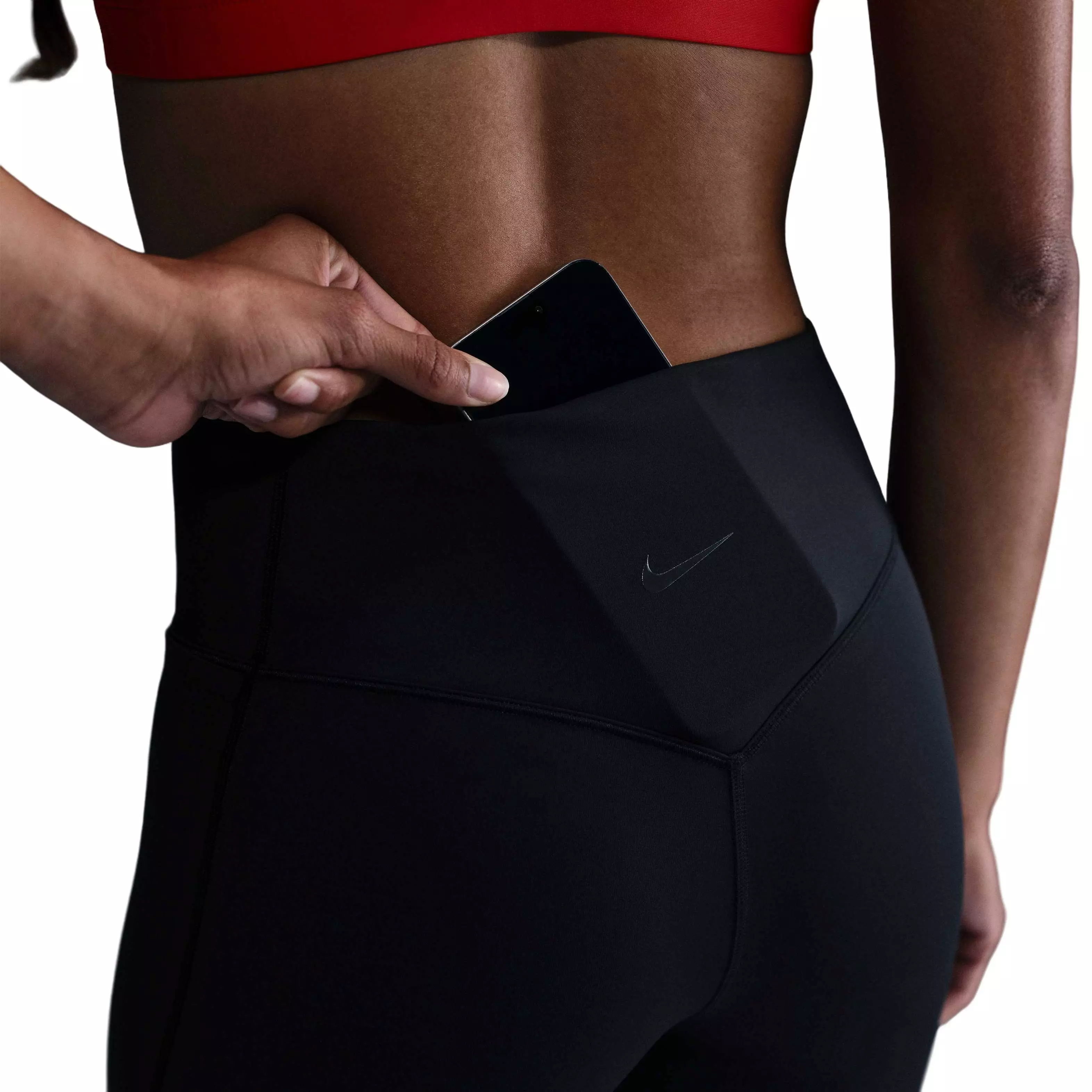 Nike Women's Universa High-Waisted Med-Support Biker Shorts w/Pockets - BLACK