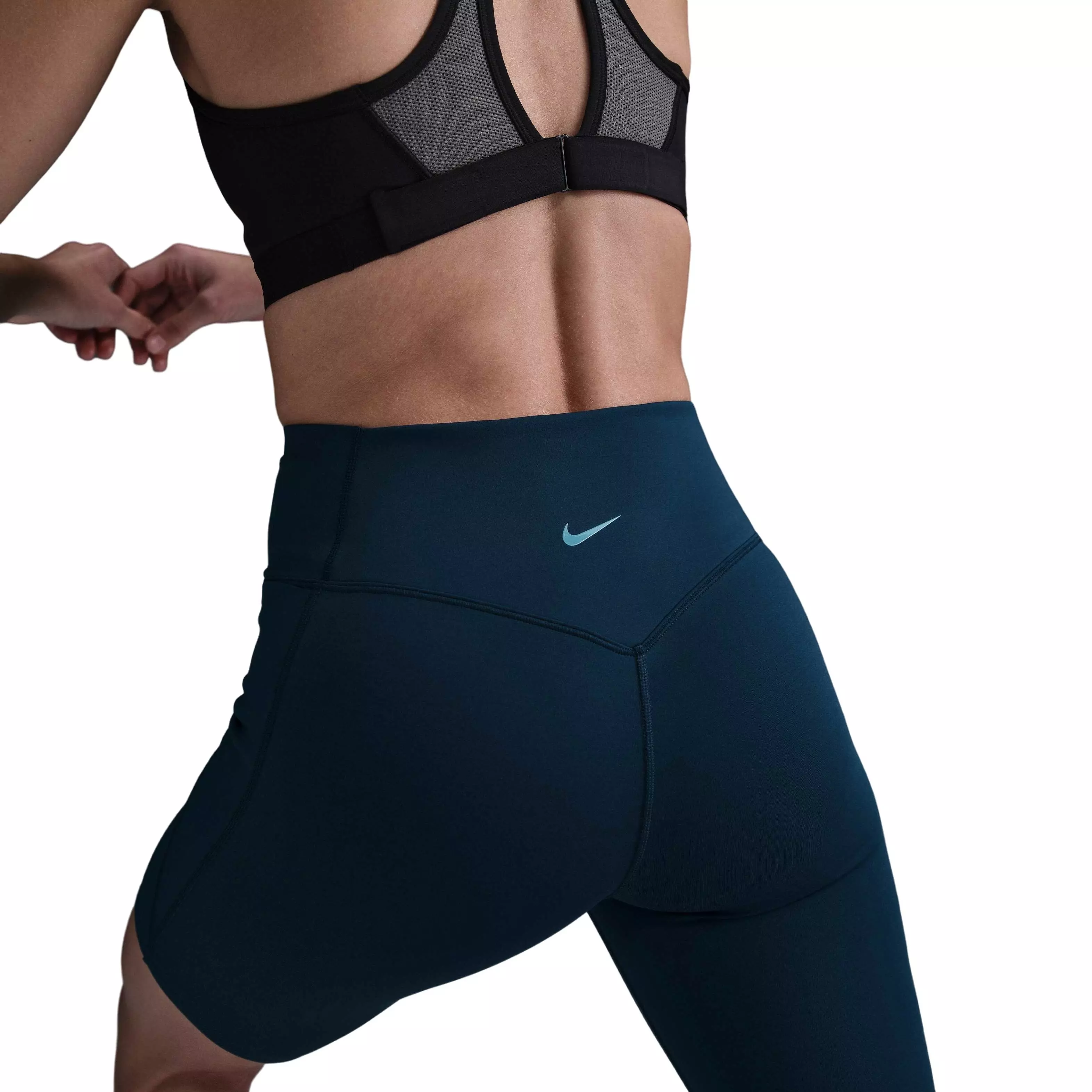 Nike Women's Universa High-Waisted Med-Support Biker Shorts w/Pockets - BLUE