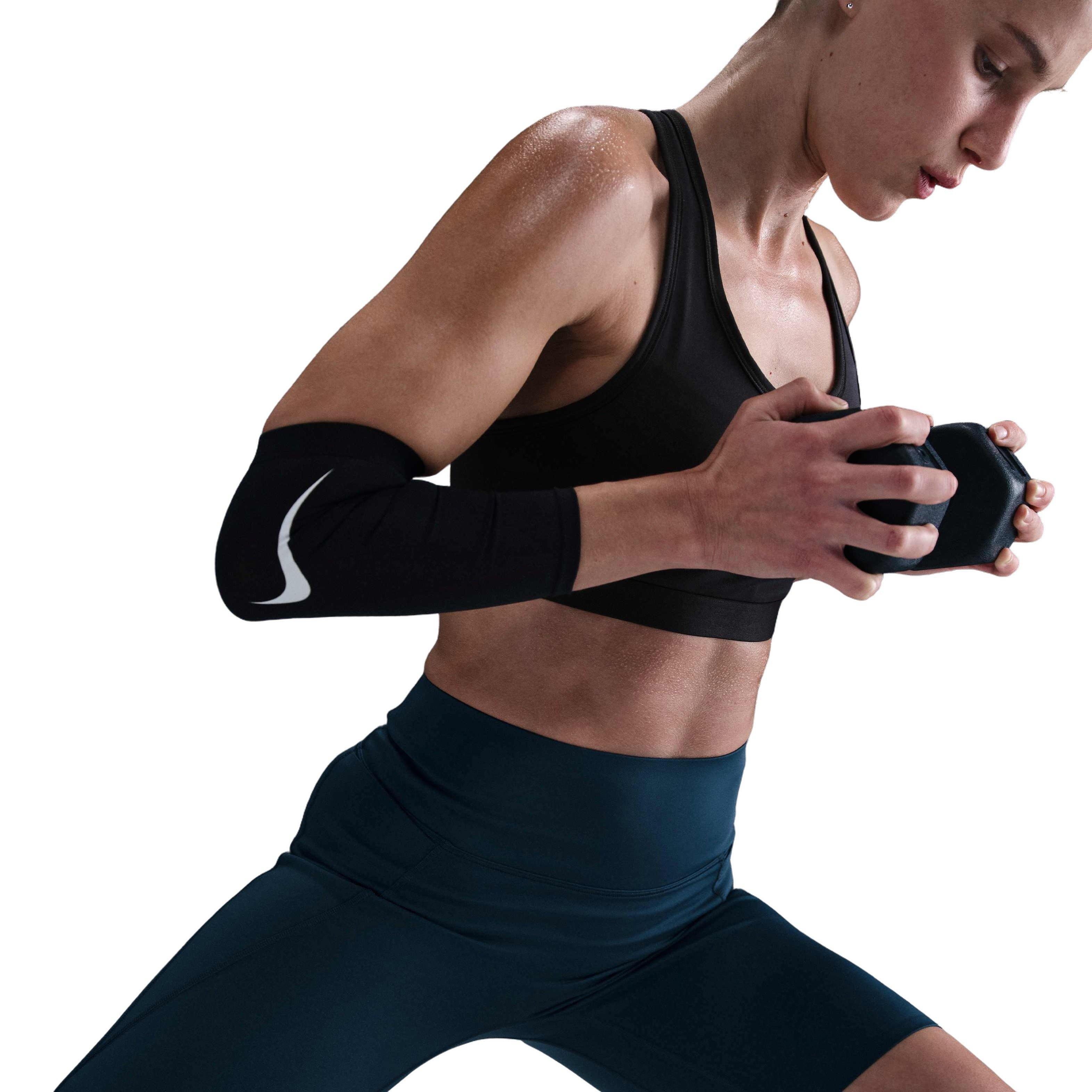 Nike Women's Universa High-Waisted Med-Support Biker Shorts w/Pockets - BLUE Thumbnail View 5