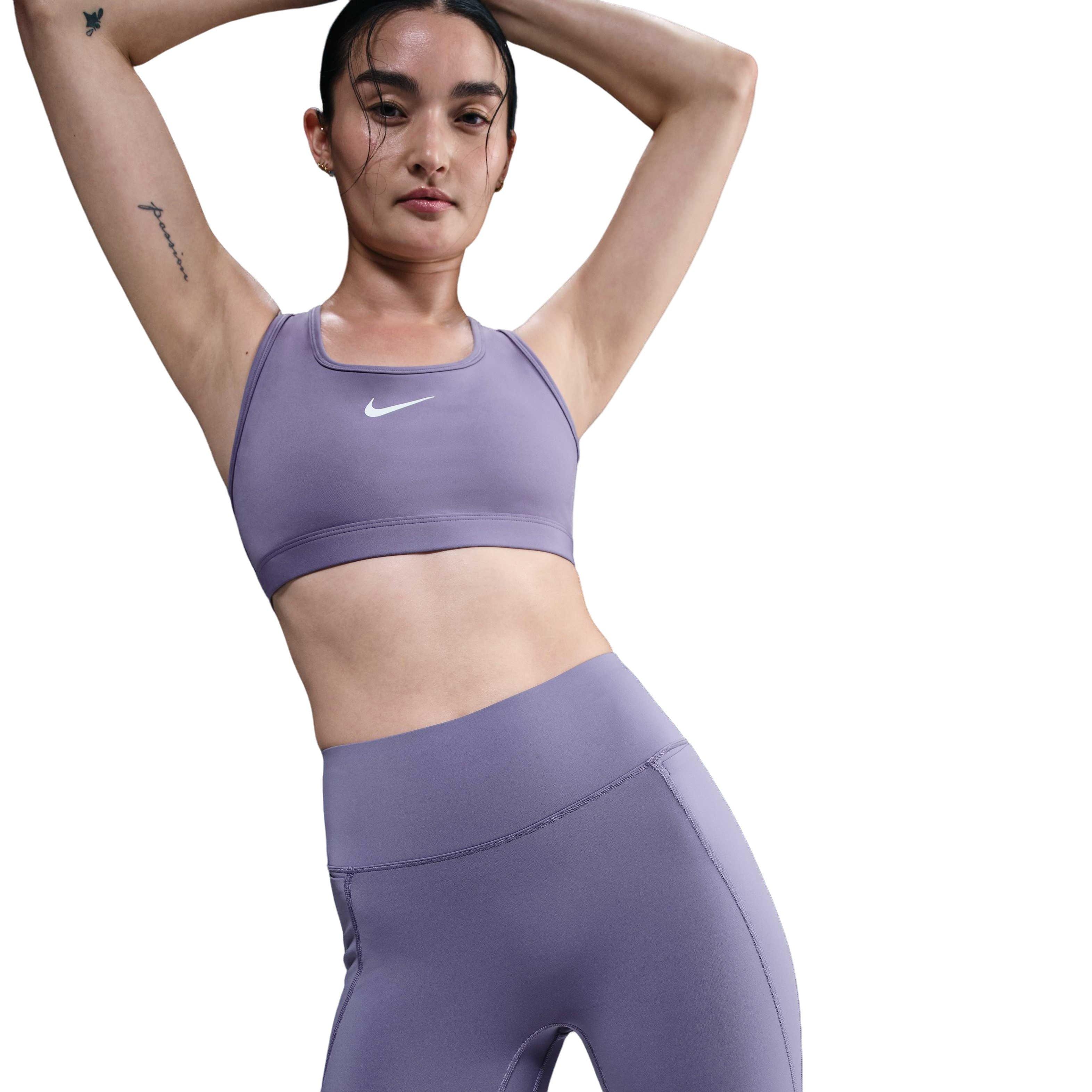 Nike Women's Universa High-Waisted Med-Support Biker Shorts w/Pockets - PURPLE Thumbnail View 3