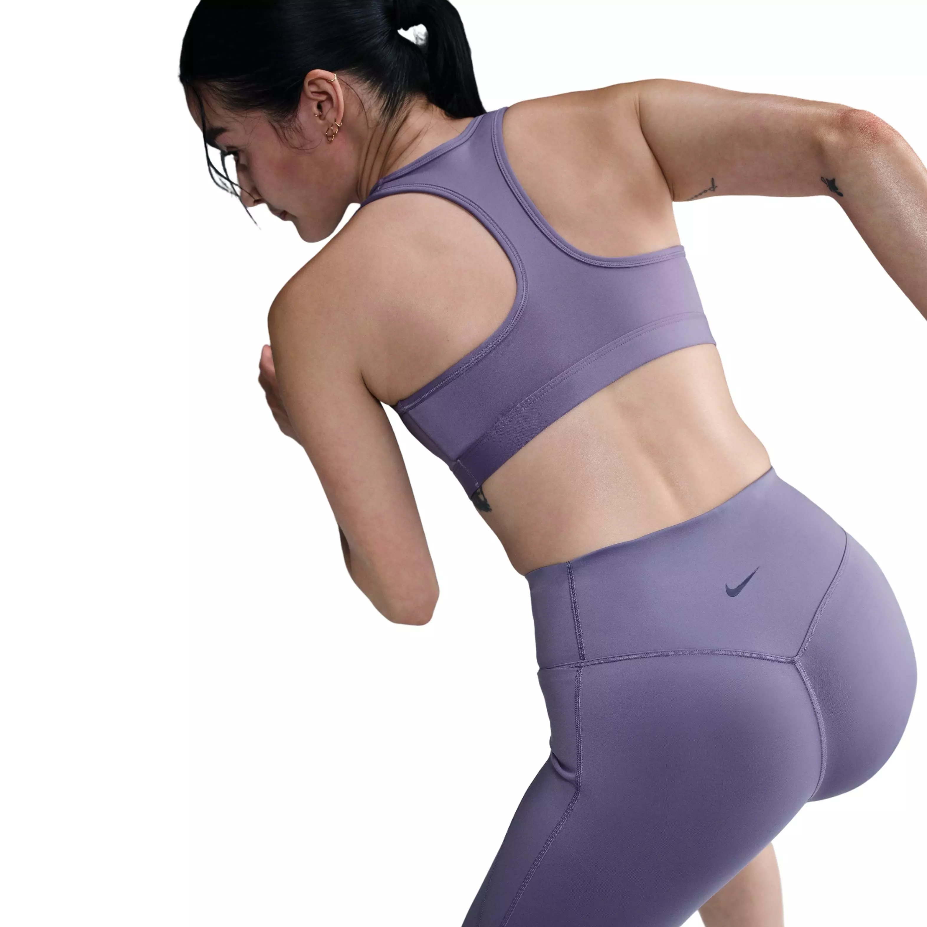 Nike Women's Universa High-Waisted Med-Support Biker Shorts w/Pockets - PURPLE