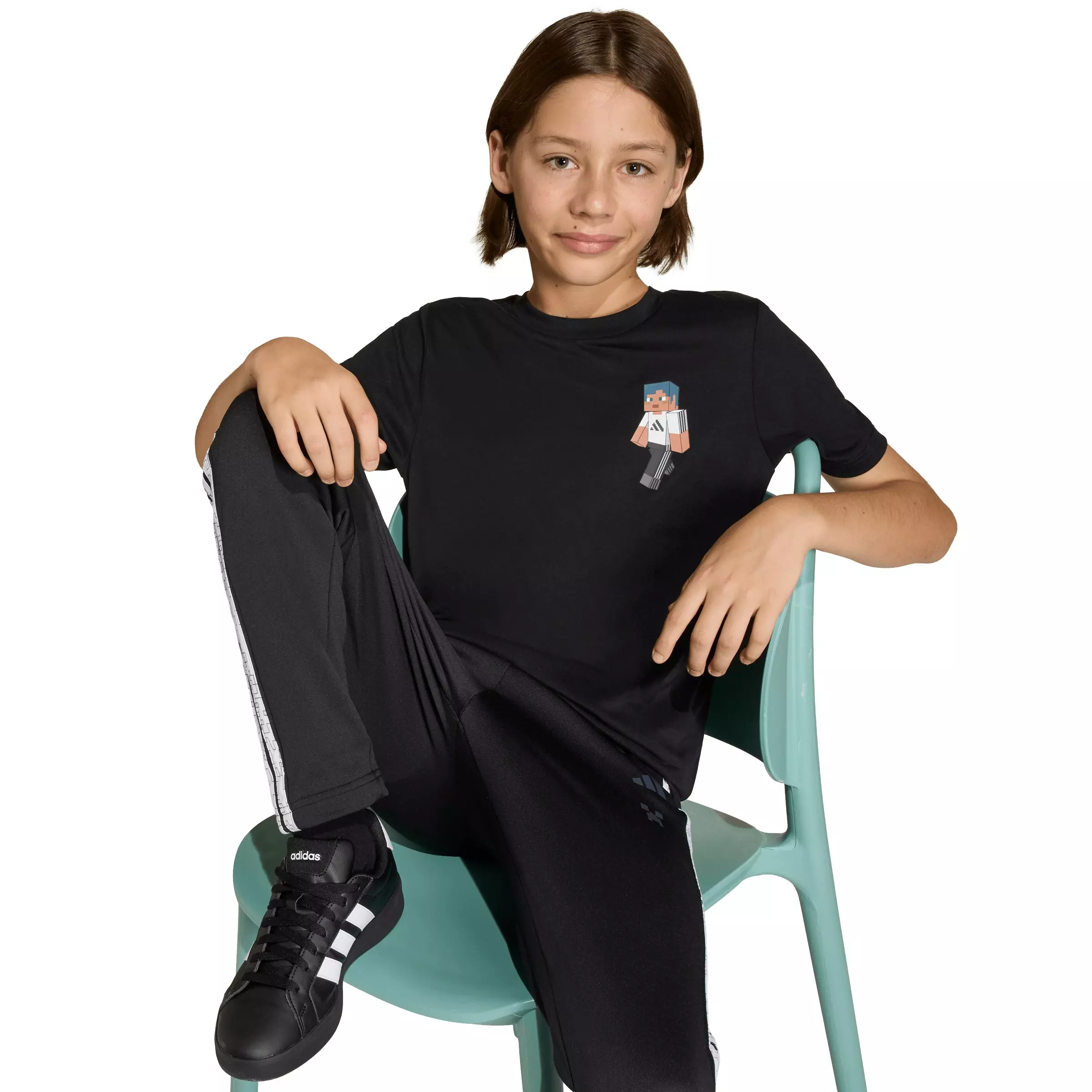 adidas Big Kids' Minecraft Training T-Shirt - Black - BLACK