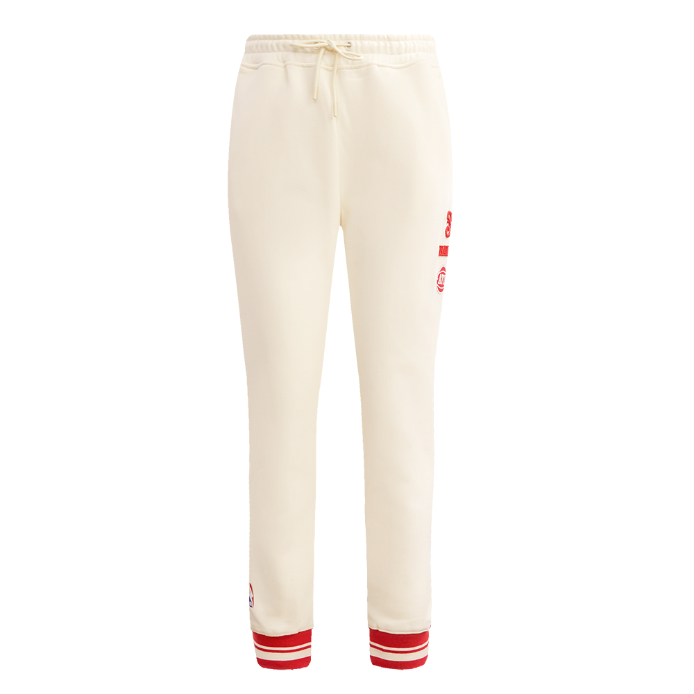 Pro Standard Women's Atlanta Hawks Retro Classic Fleece Sweatpants - Eggshell - EGGSHELL Thumbnail View 1