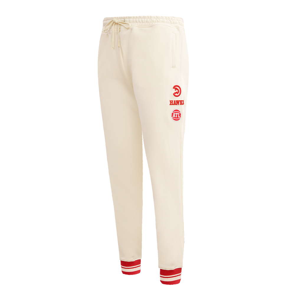 Pro Standard Women's Atlanta Hawks Retro Classic Fleece Sweatpants - Eggshell - EGGSHELL Thumbnail View 3