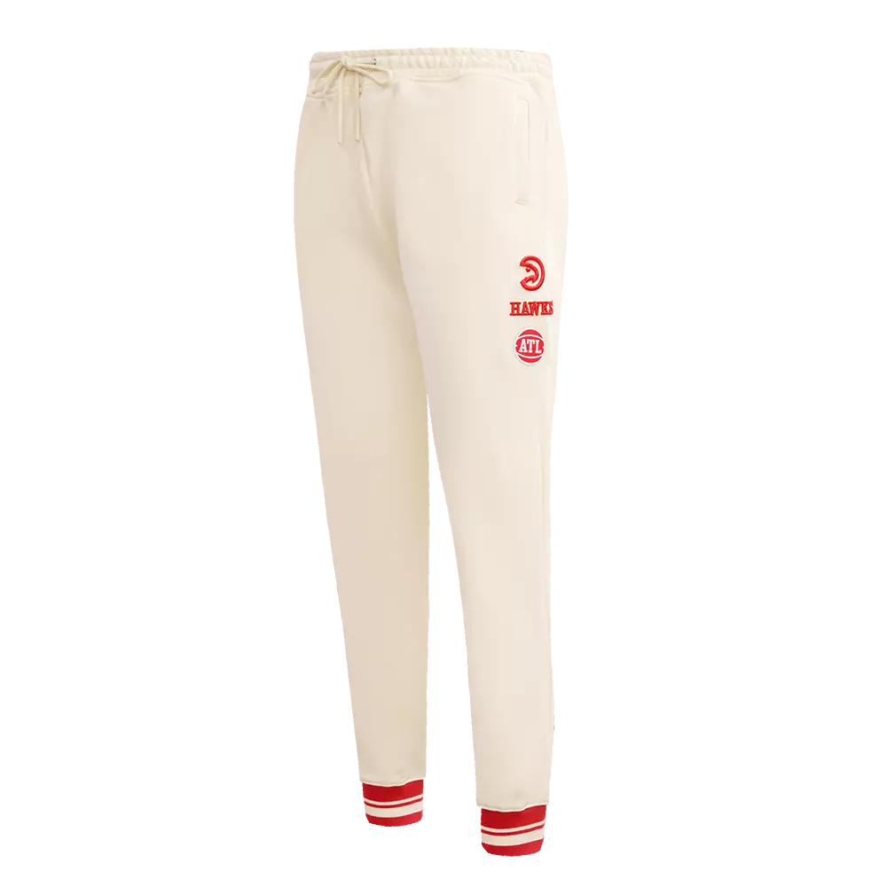 Pro Standard Women's Atlanta Hawks Retro Classic Fleece Sweatpants - Eggshell - EGGSHELL