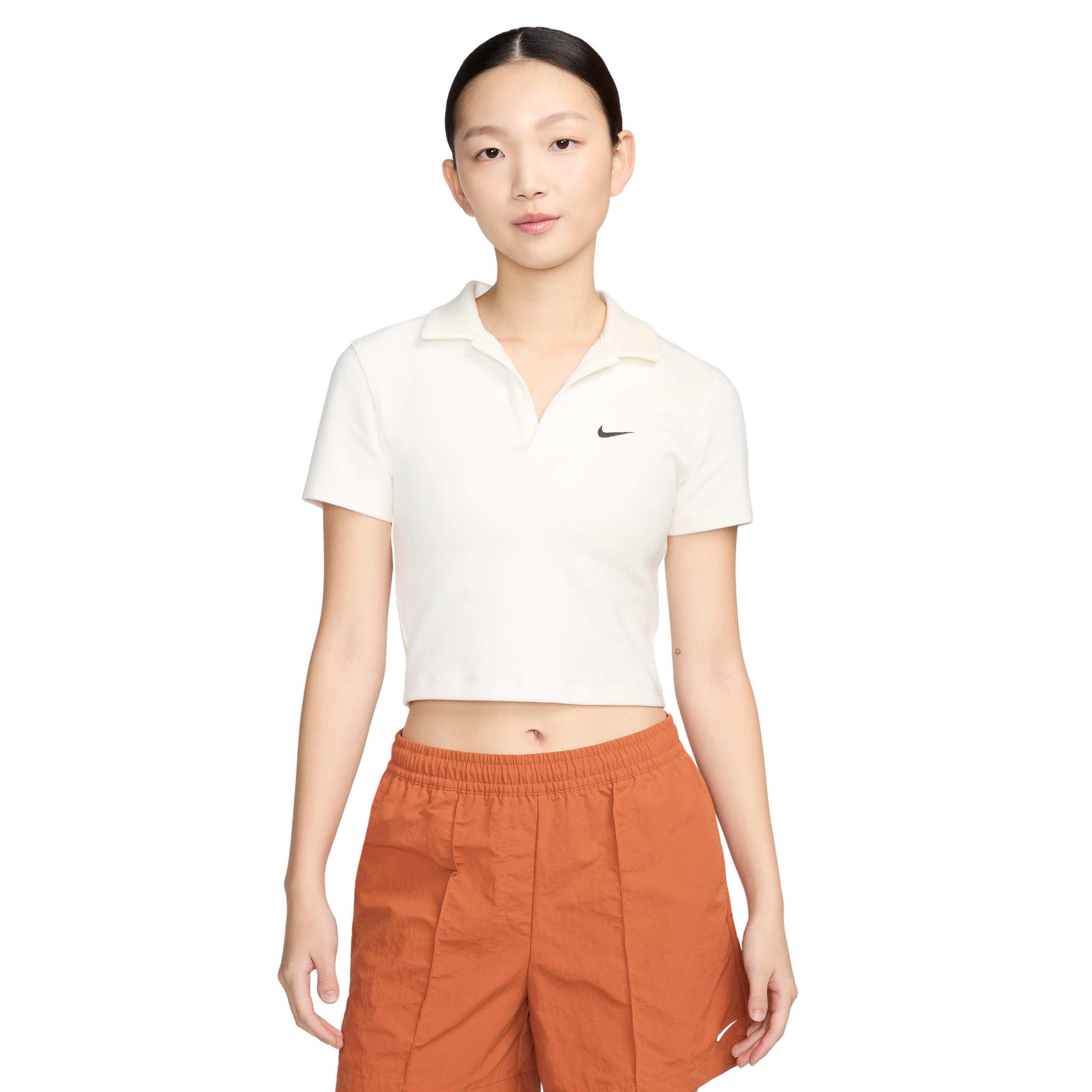 Nike Women's Sportswear Essential Short-Sleeve Polo Top - WHITE Thumbnail View 1