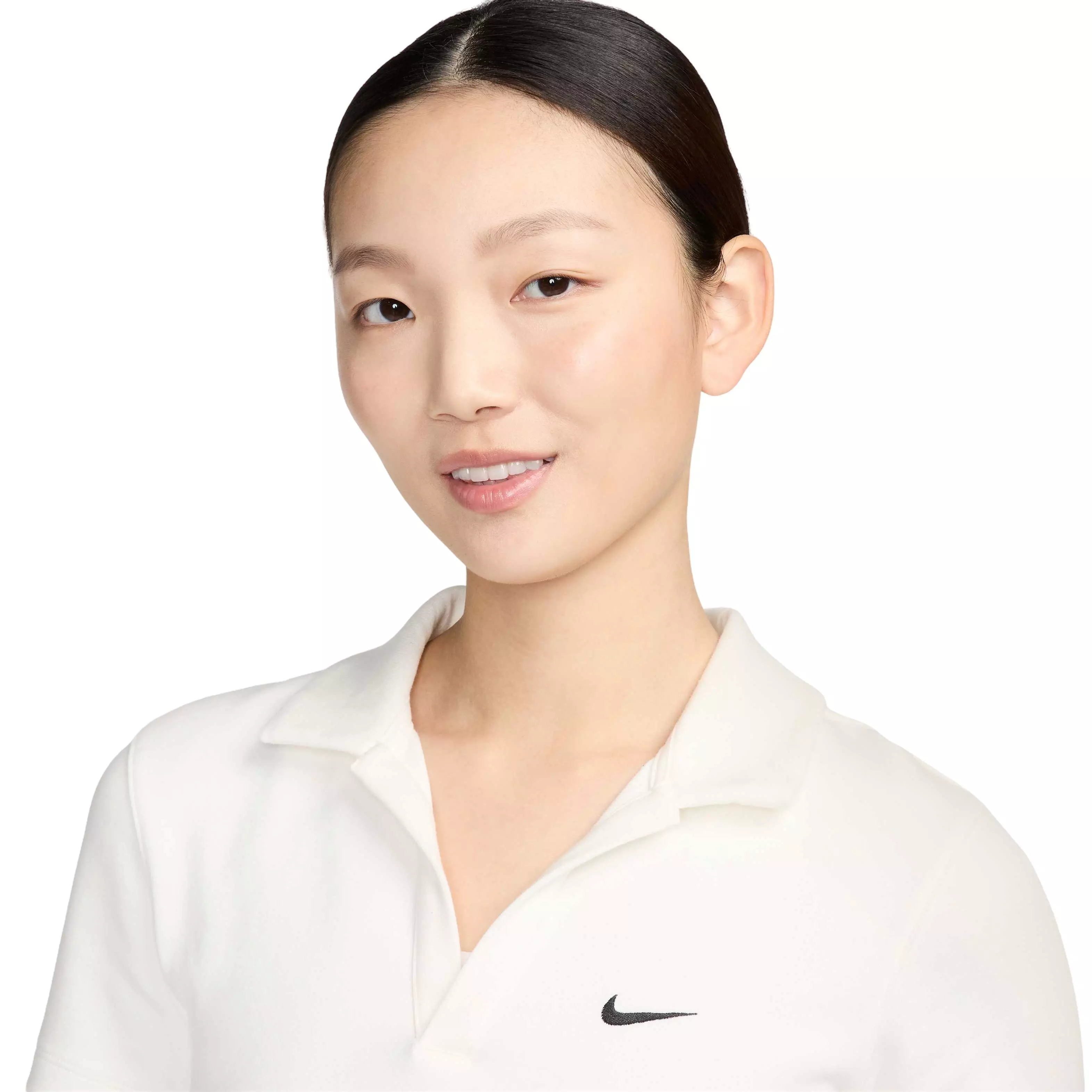 Nike Women's Sportswear Essential Short-Sleeve Polo Top - WHITE