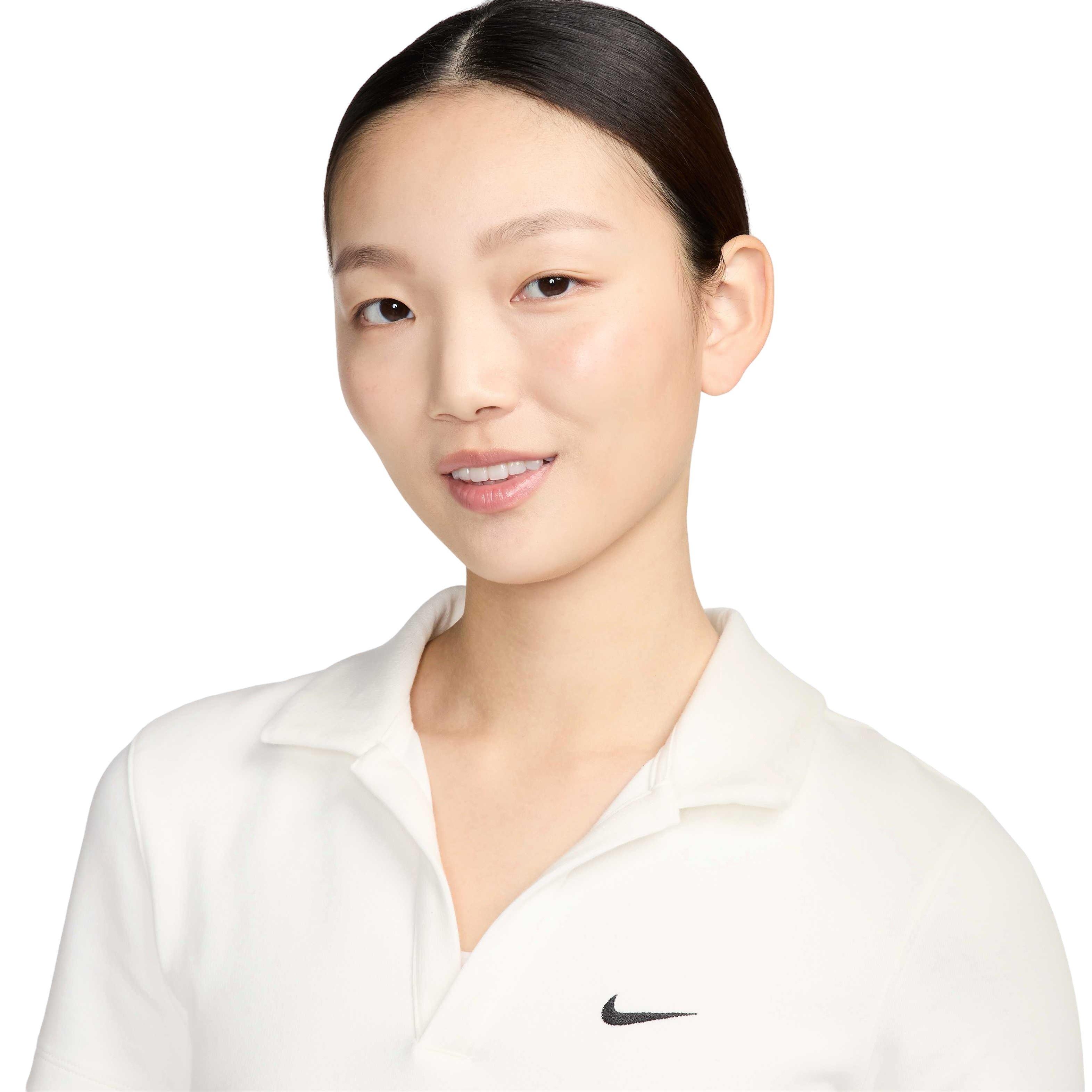 Nike Women's Sportswear Essential Short-Sleeve Polo - WHITE Thumbnail View 3