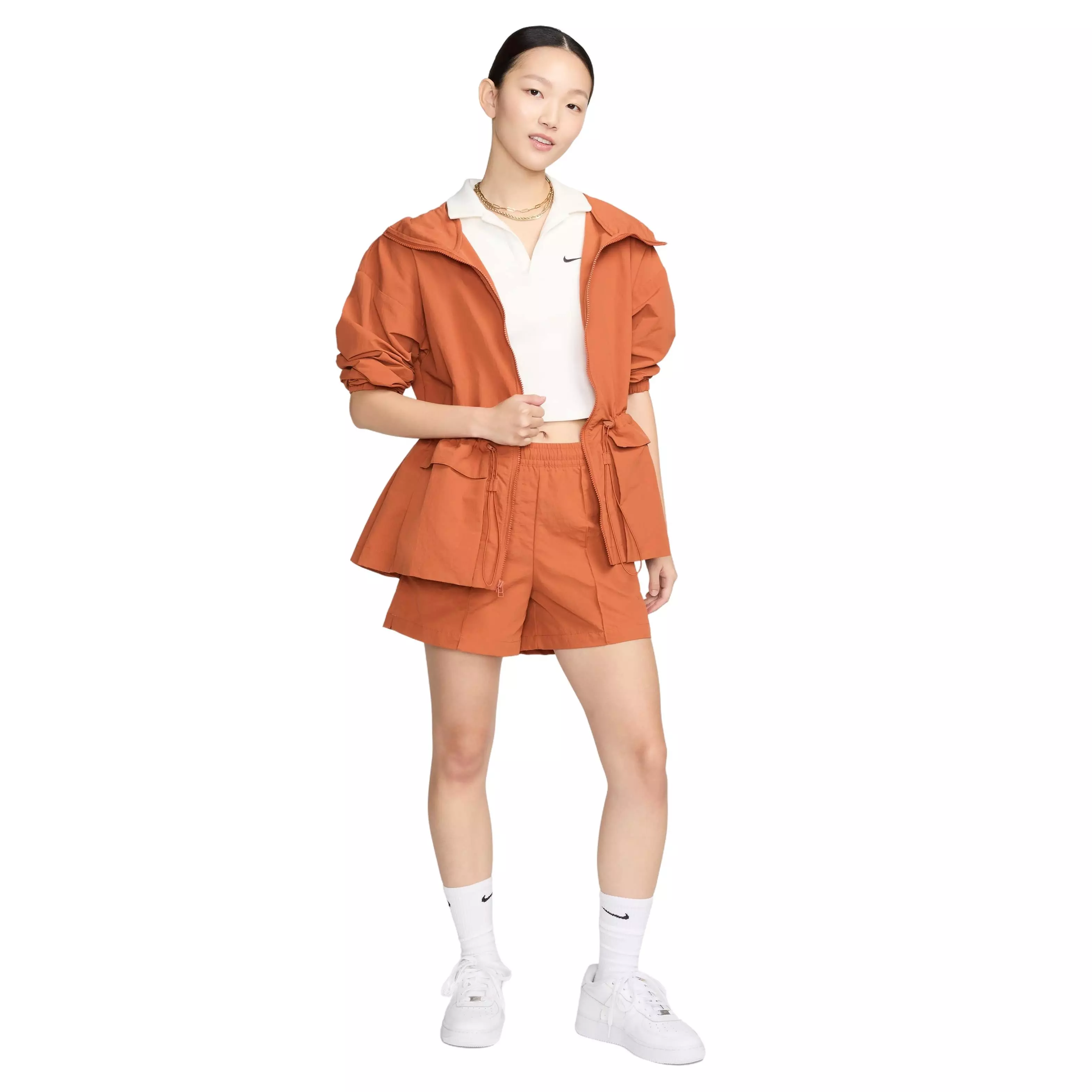 Nike Women's Sportswear Essential Short-Sleeve Polo Top - WHITE