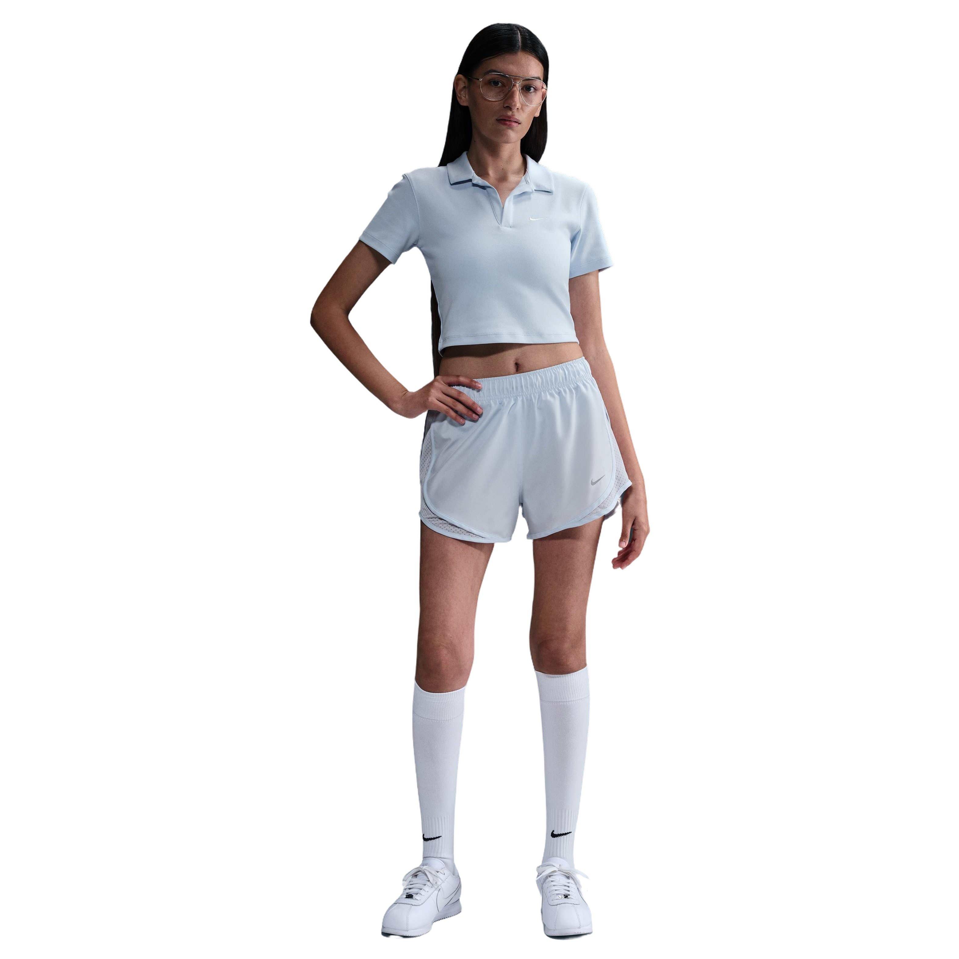 Nike Women's Sportswear Essential Short-Sleeve Polo Top - BLUE Thumbnail View 4