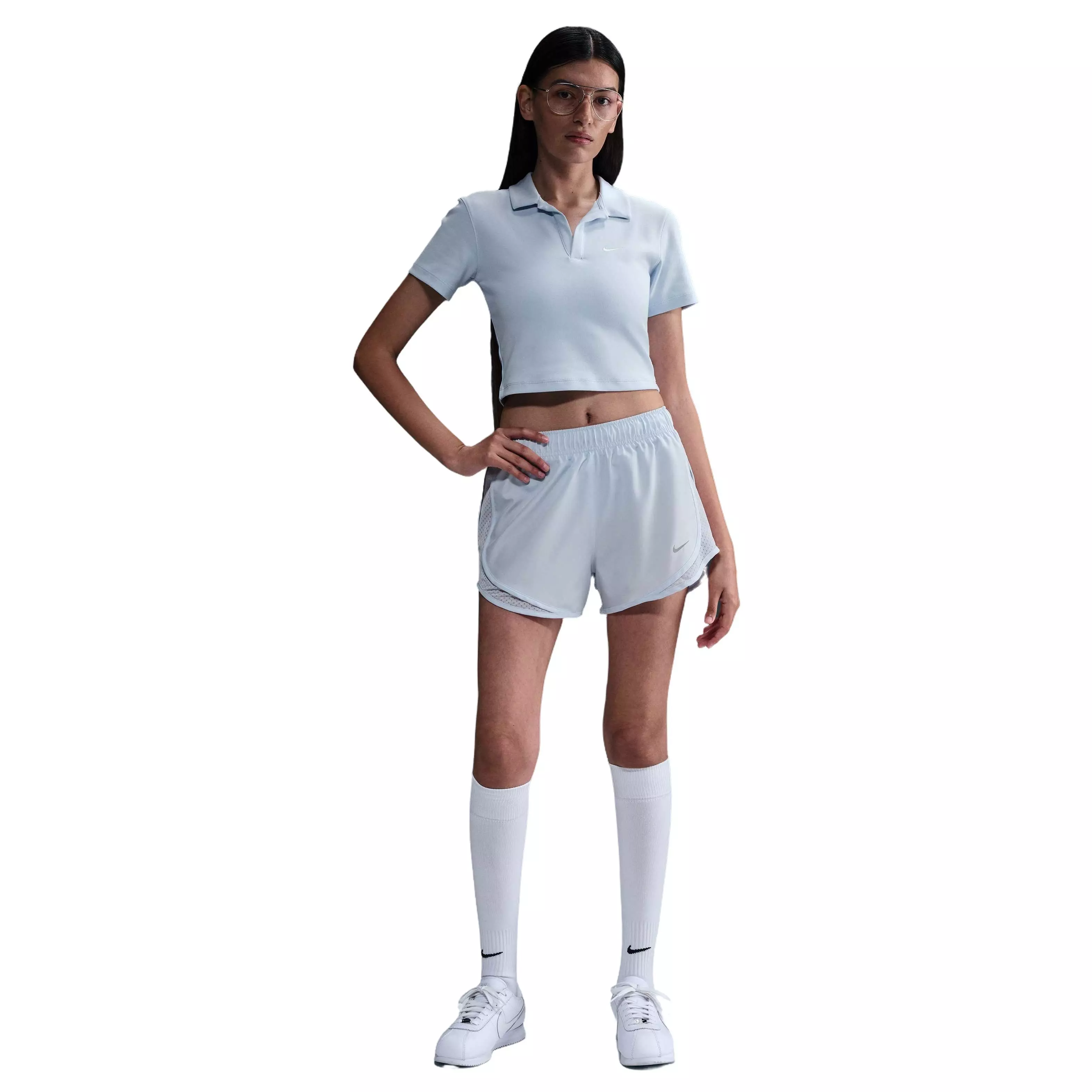 Nike Women's Sportswear Essential Short-Sleeve Polo Top - BLUE