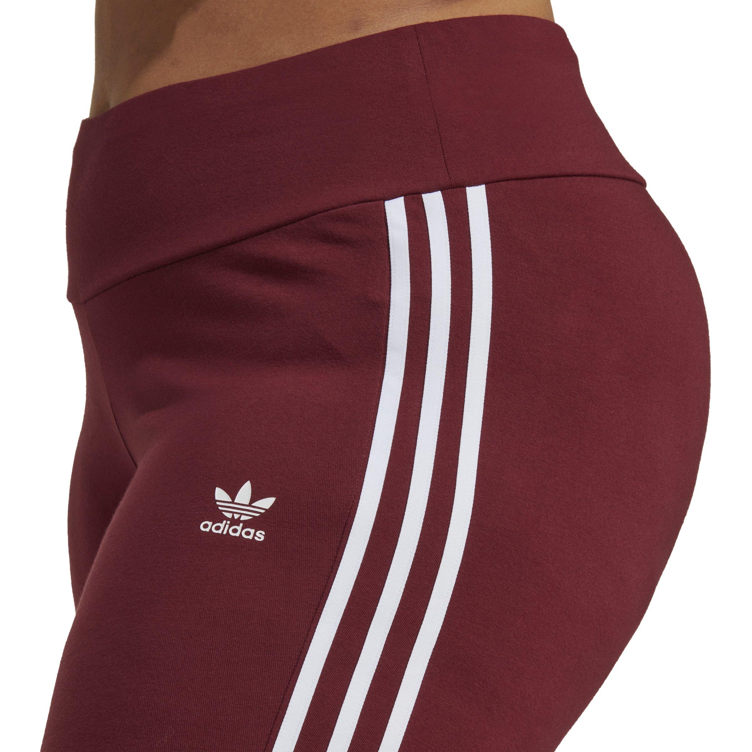 adidas Women's Original Classics Adicolor 3-Stripes 7/8 Flare Leggings- Burgundy - Hibbett