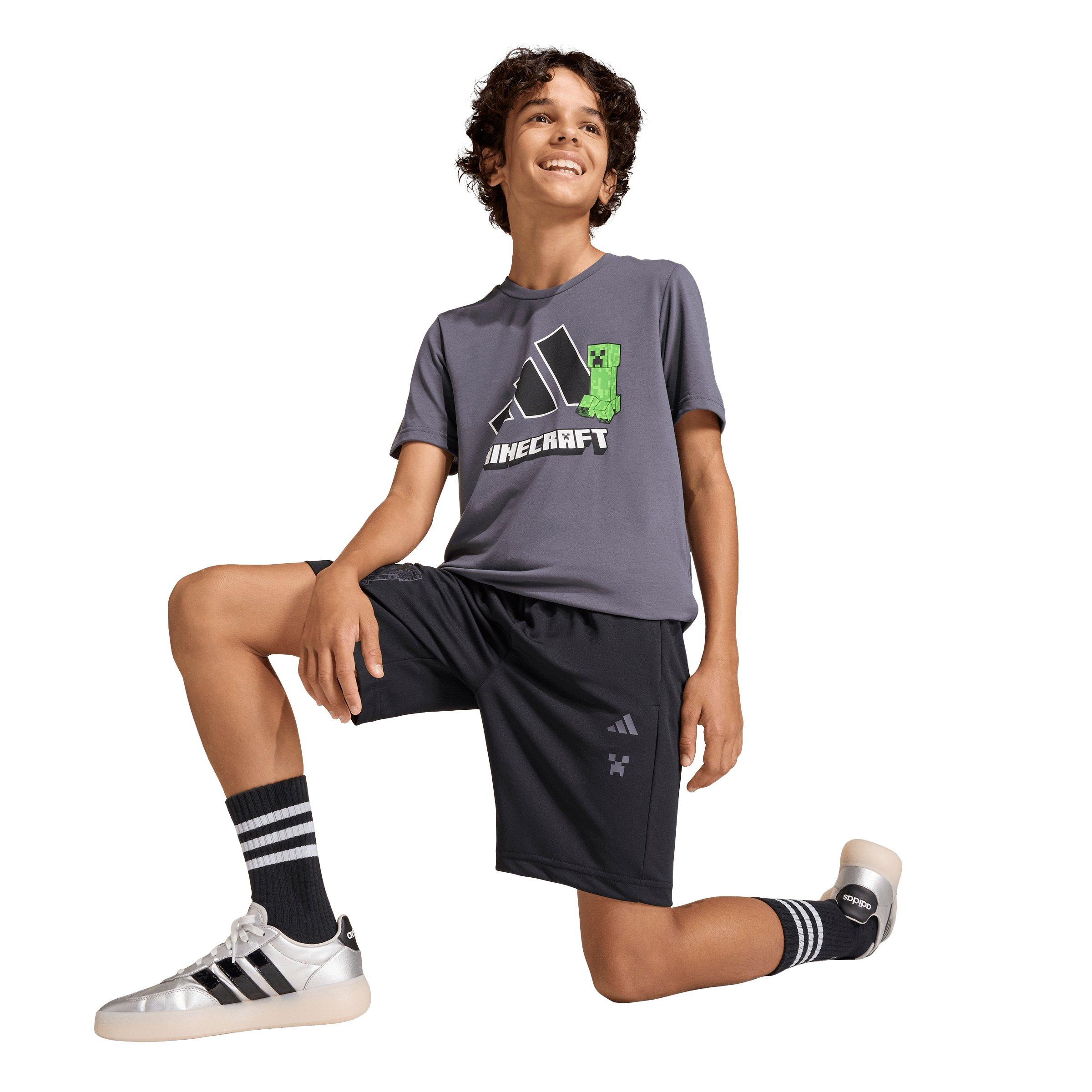 adidas Big Boys' Minecraft Training Shorts - Black - BLACK
