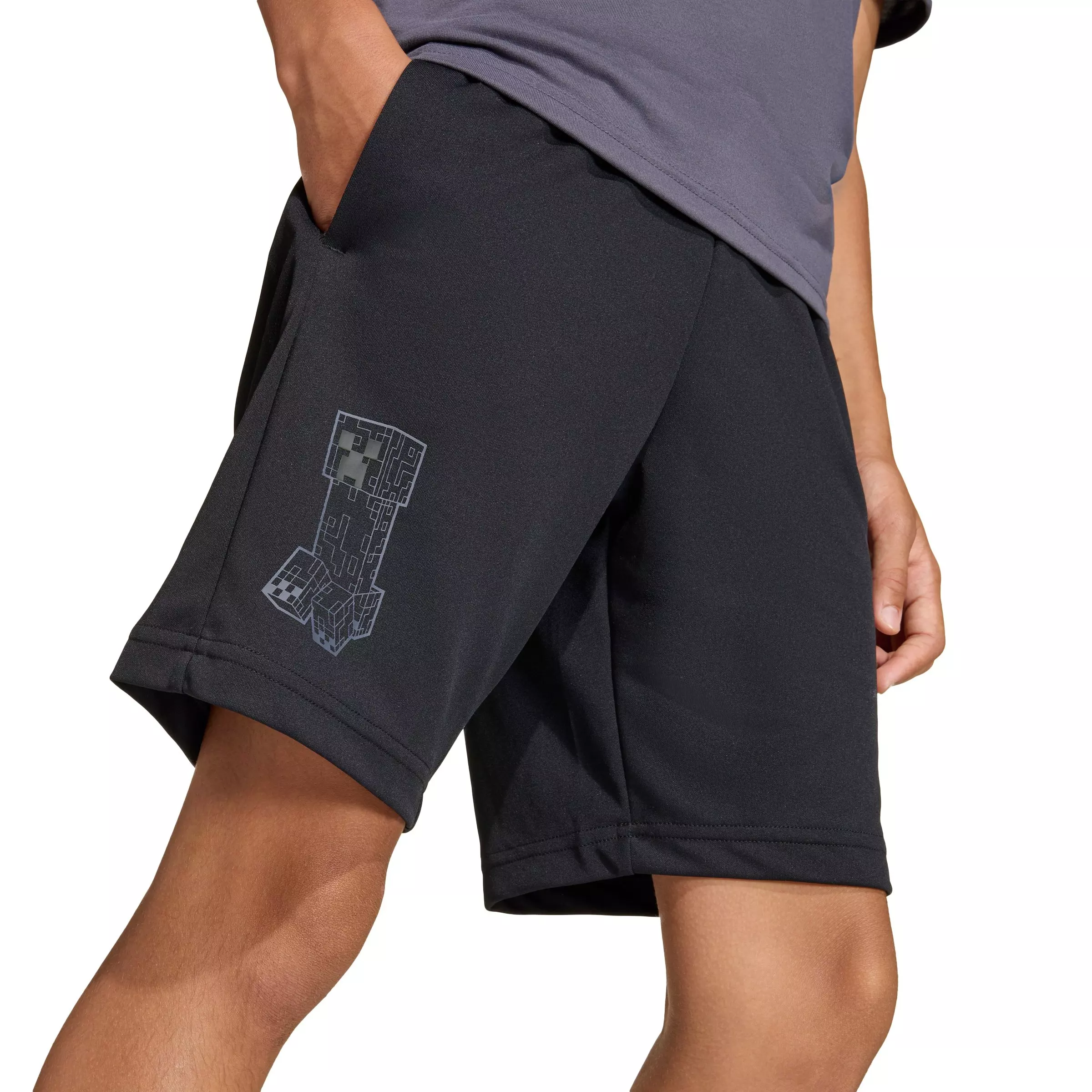 adidas Big Boys' Minecraft Training Shorts - Black - BLACK