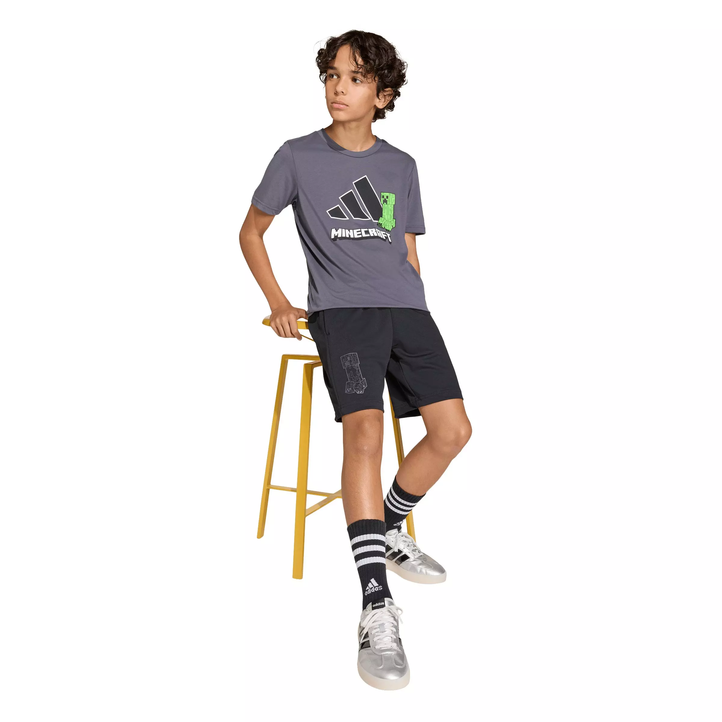 adidas Big Boys' Minecraft Training Shorts - Black - BLACK