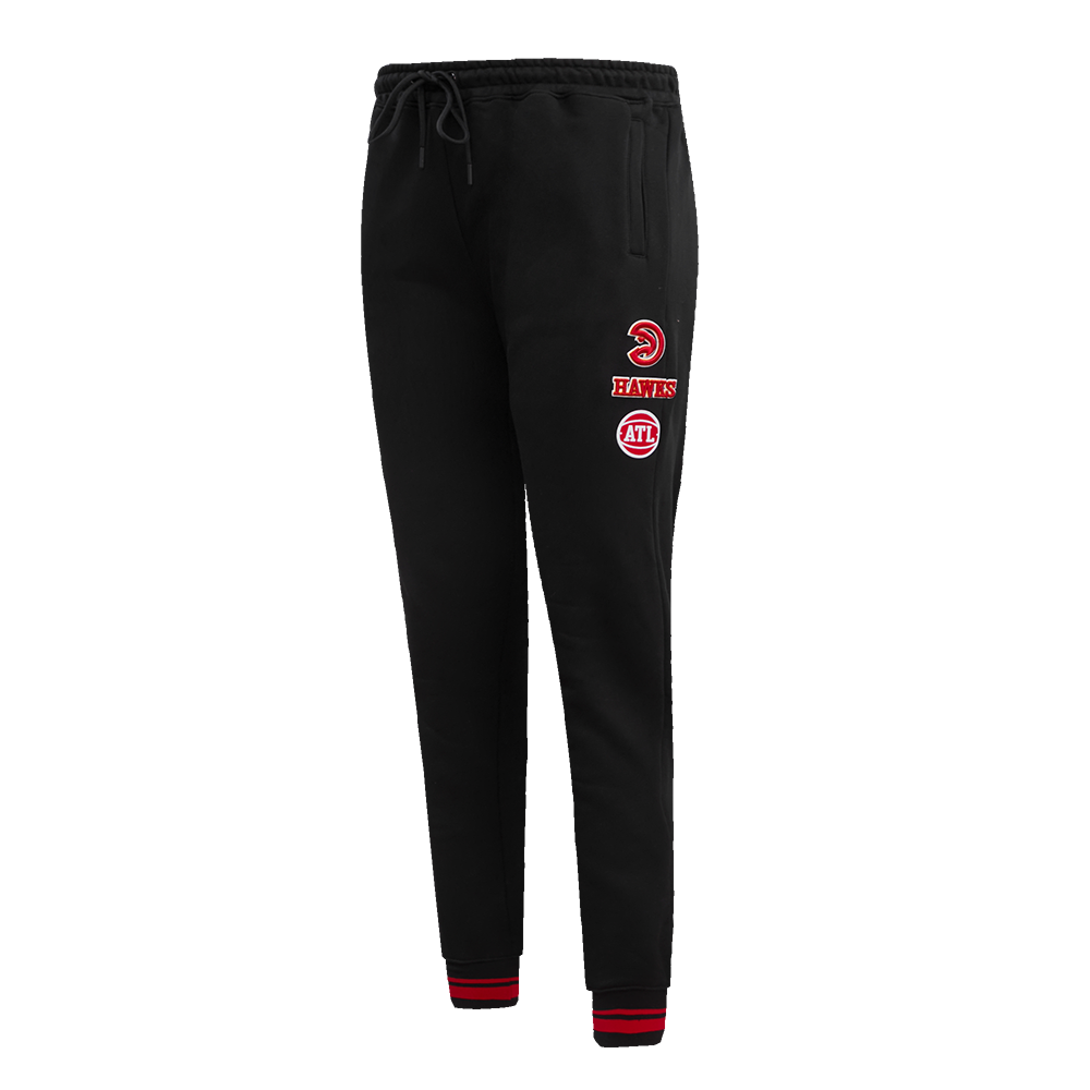 Pro Standard Women's Atlanta Hawks Retro Classic Fleece Sweatpants - Black/Red - BLACK/RED Thumbnail View 3