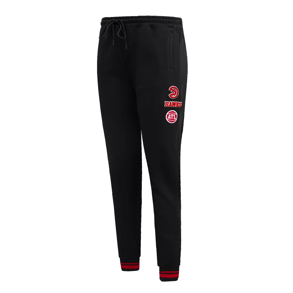 Pro Standard Women's Atlanta Hawks Retro Classic Fleece Sweatpants - Black/Red - BLACK/RED